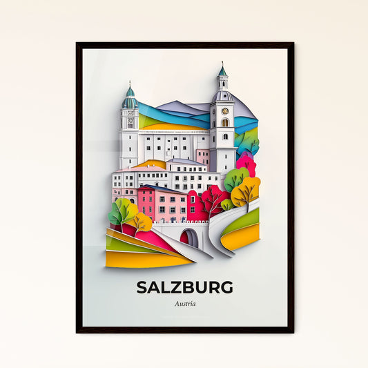 Vivid Salzburg, Austria - a paper cut of a city with a church