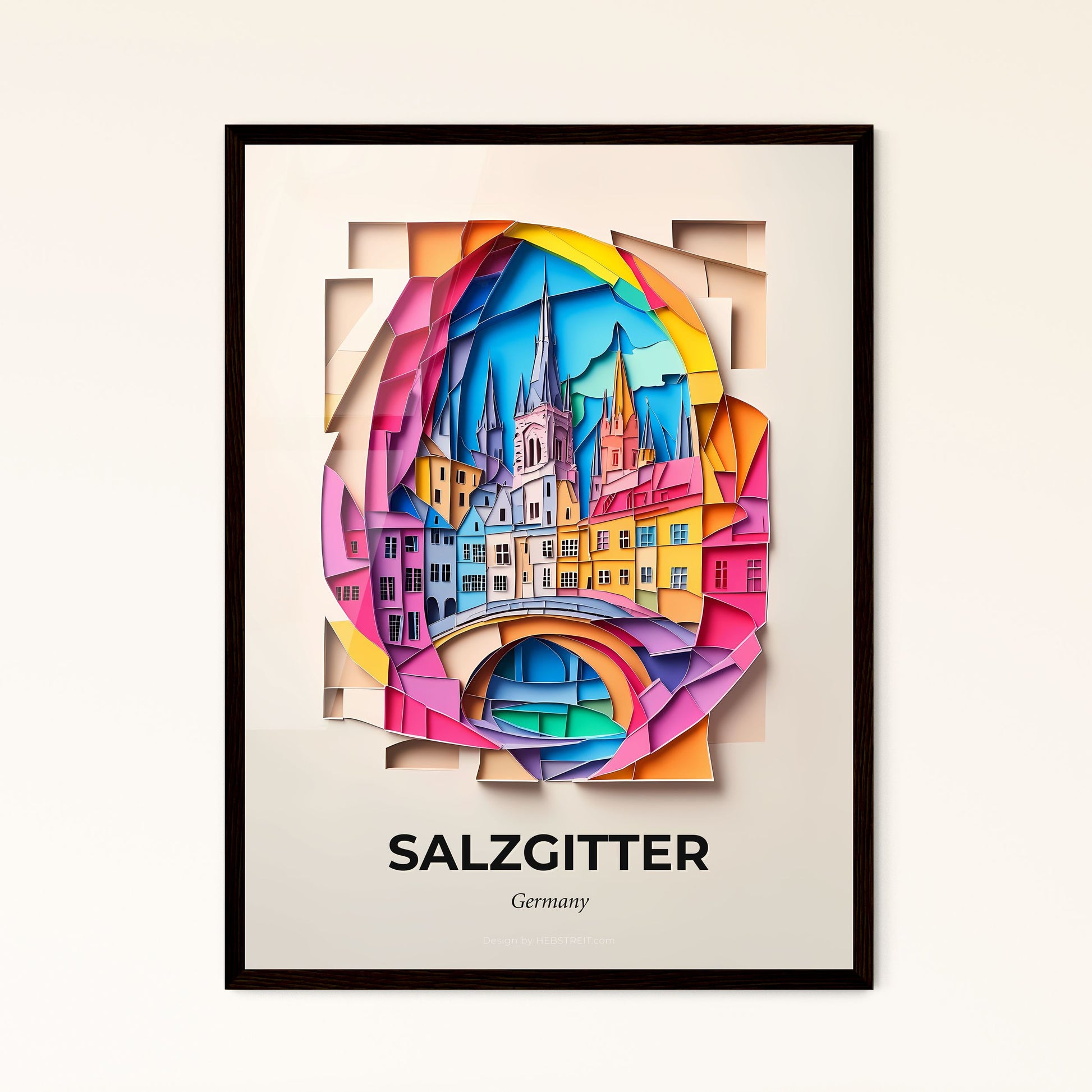 Vivid Salzgitter, Germany - a paper cut of a city with a bridge