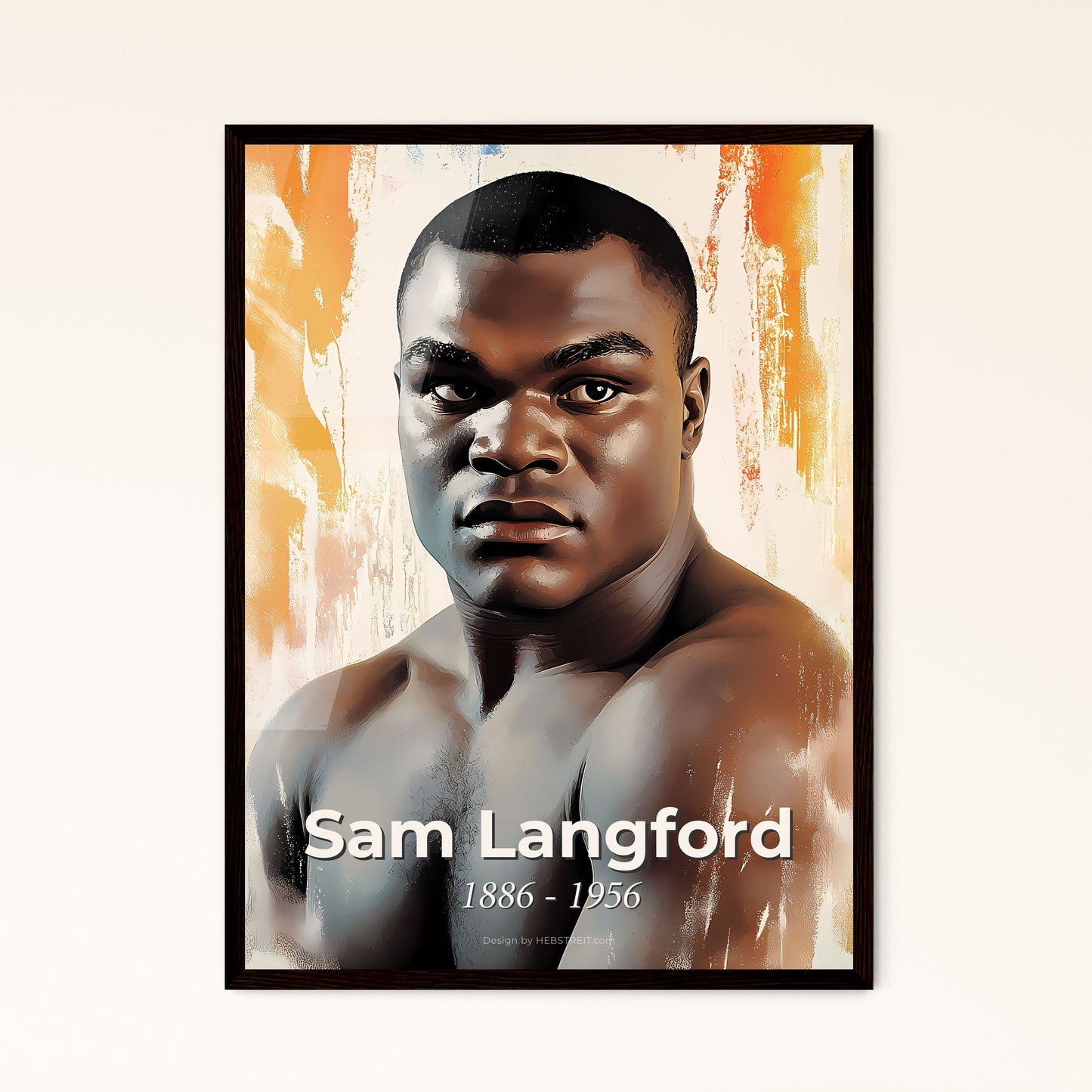 Portrait of Sam Langford, 1886 - 1956. Impressionistic painting of a man posing for a picture.