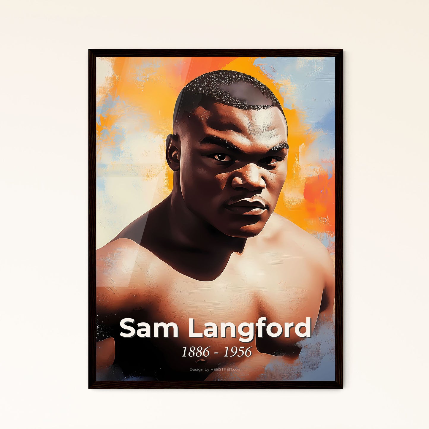 Portrait of Sam Langford, 1886 - 1956. Impressionistic painting of a man posing for a picture.