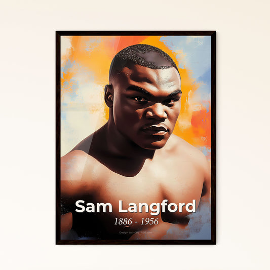 Portrait of Sam Langford, 1886 - 1956. Impressionistic painting of a man posing for a picture.