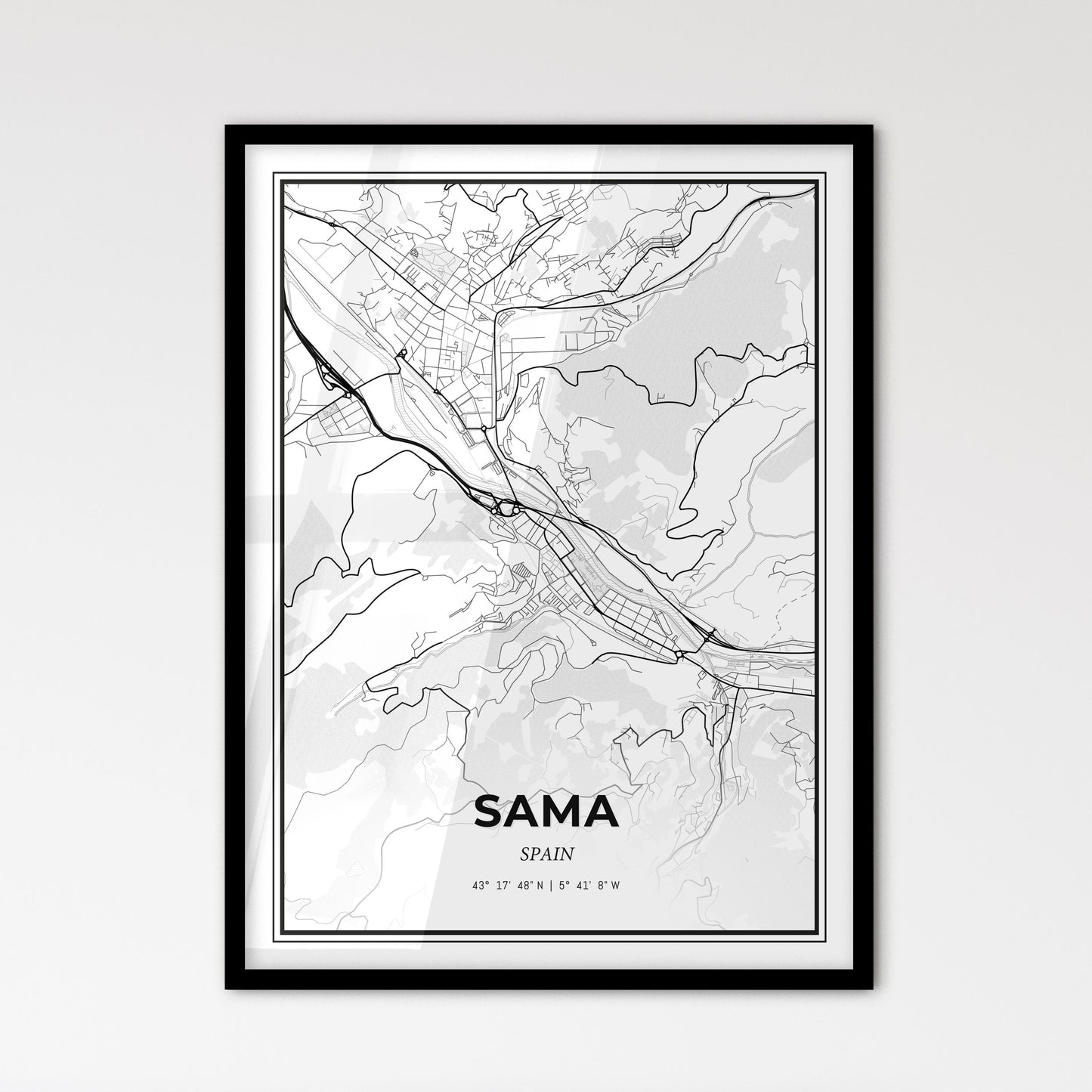 Sama Spain - Scandinavian Style City Map for Modern Home Decor