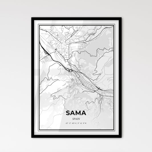 Sama Spain - Scandinavian Style City Map for Modern Home Decor