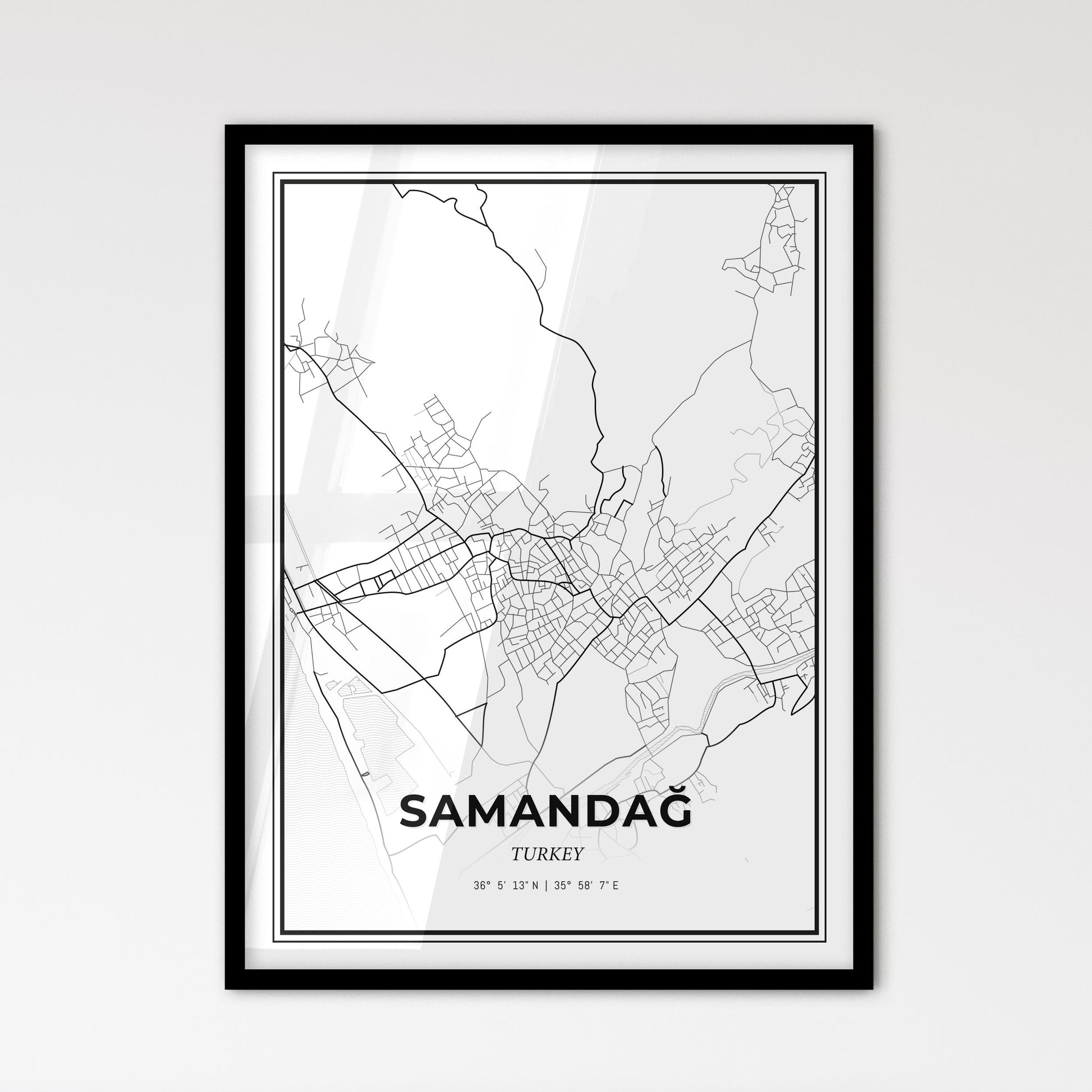 Samandağ Turkey - Scandinavian Style City Map for Modern Home Decor