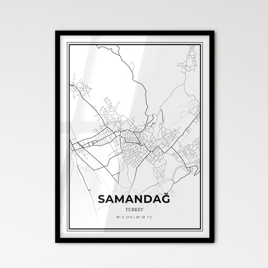 Samandağ Turkey - Scandinavian Style City Map for Modern Home Decor