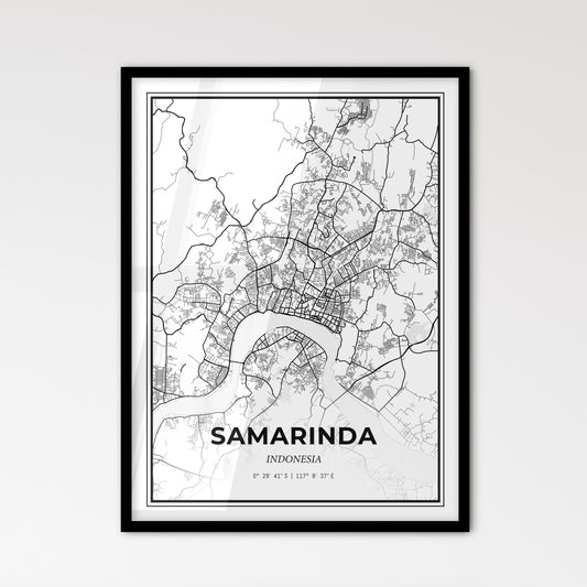 Samarinda Indonesia - Scandinavian Style City Map for Modern Home Decor