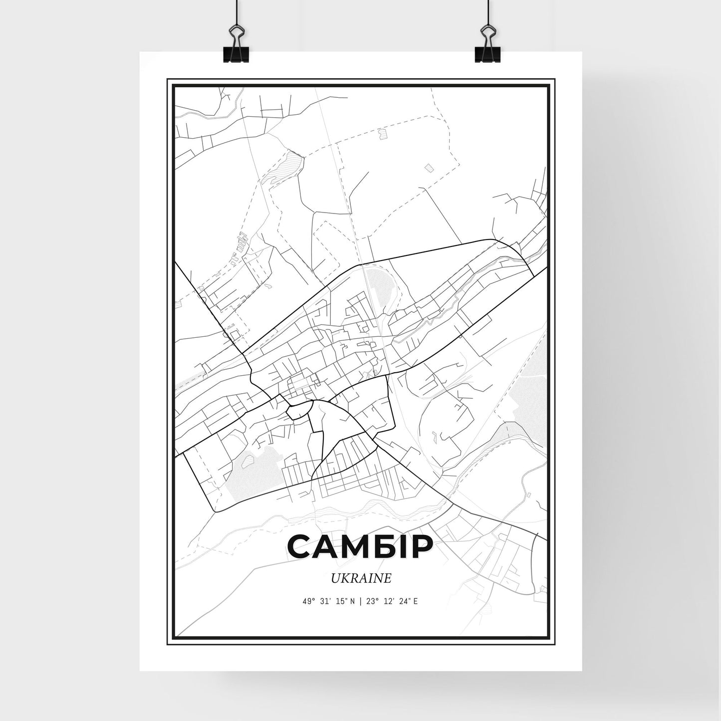 Sambir Ukraine - Premium City Map Poster