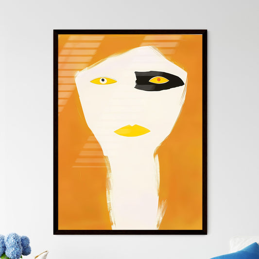 Minimalist Art Poster: Vibrant Painting of Woman with Yellow and Black Eyes, Art Fauvism, Wall Decor, Abstract Art Default Title