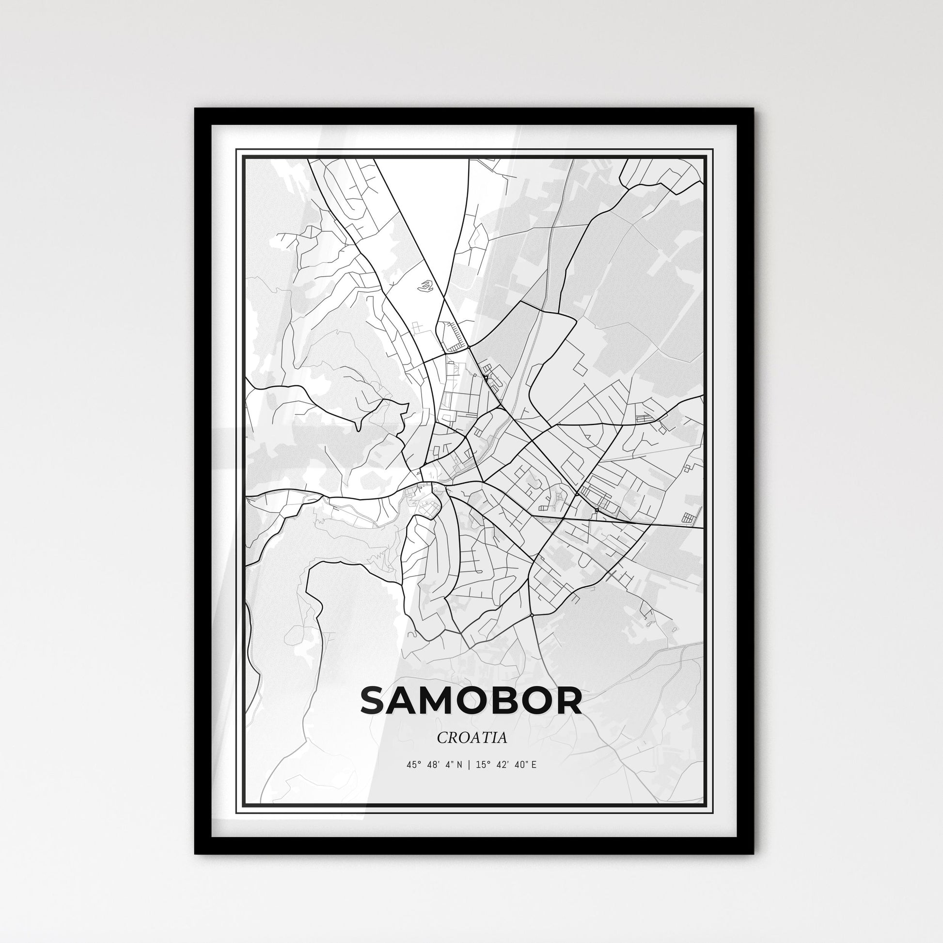 Samobor Croatia - Scandinavian Style City Map for Modern Home Decor