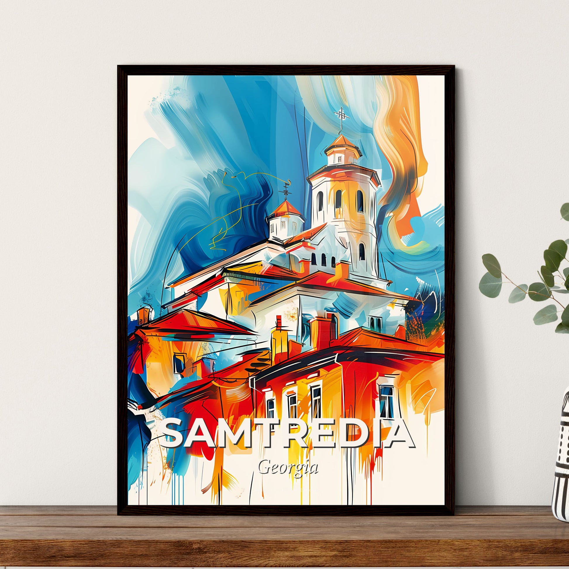 Vibrant Samtredia, Georgia - A Painting Of A Building