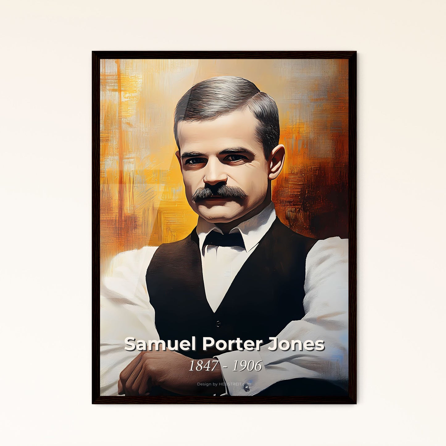 Portrait of Samuel Porter Jones, 1847 - 1906. Impressionistic painting of a man with mustache and a bow tie.