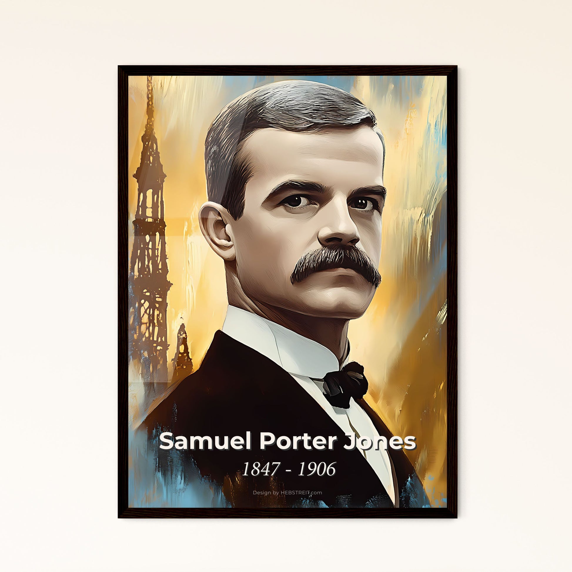 Portrait of Samuel Porter Jones, 1847 - 1906. Impressionistic painting of a man with a mustache.