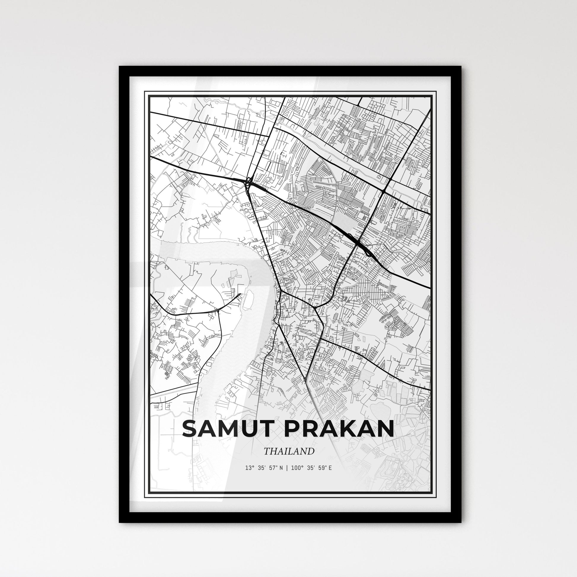 Samut Prakan Thailand - Scandinavian Style City Map for Modern Home Decor