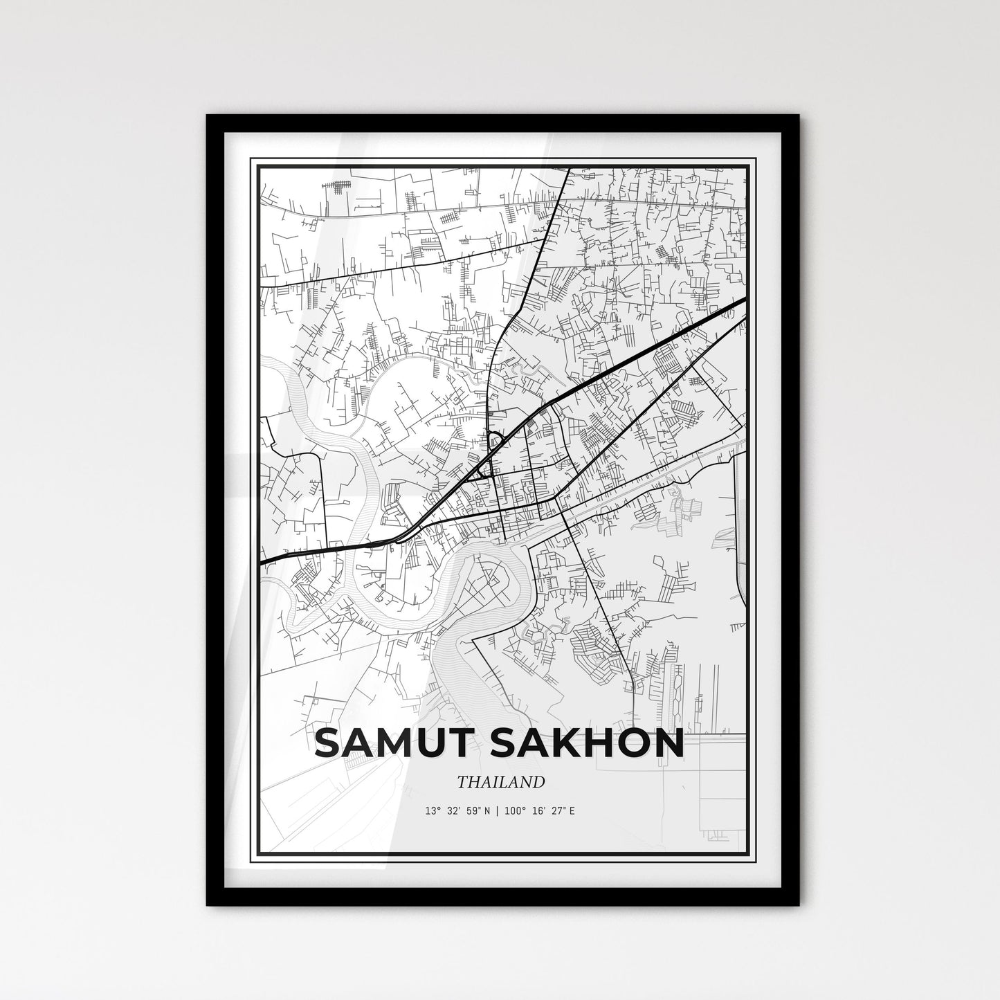 Samut Sakhon Thailand - Scandinavian Style City Map for Modern Home Decor