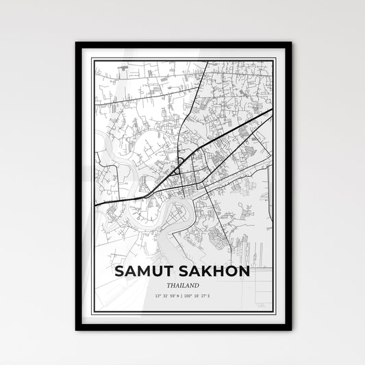 Samut Sakhon Thailand - Scandinavian Style City Map for Modern Home Decor