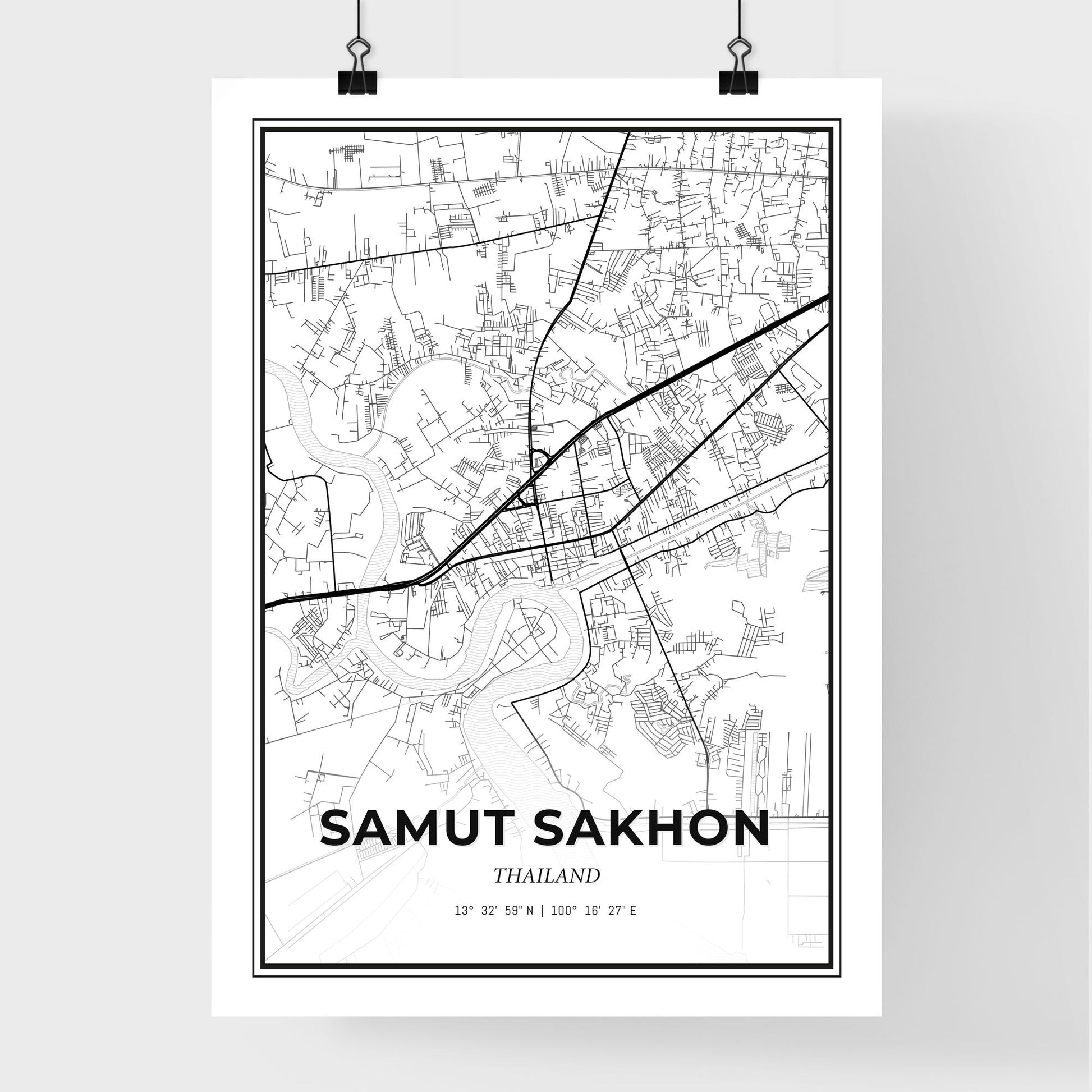 Samut Sakhon Thailand - Premium City Map Poster