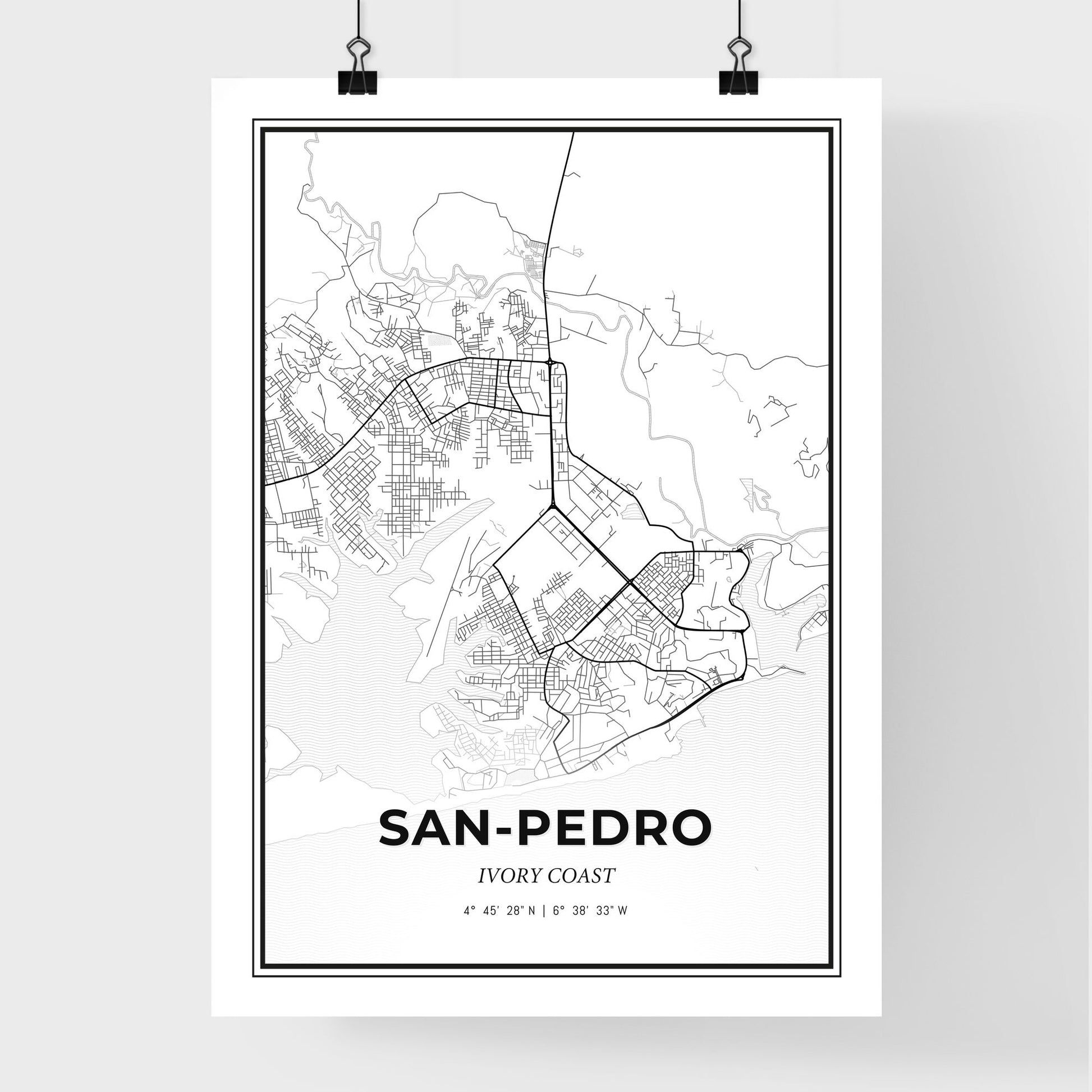 San-Pedro Ivory Coast - Premium City Map Poster