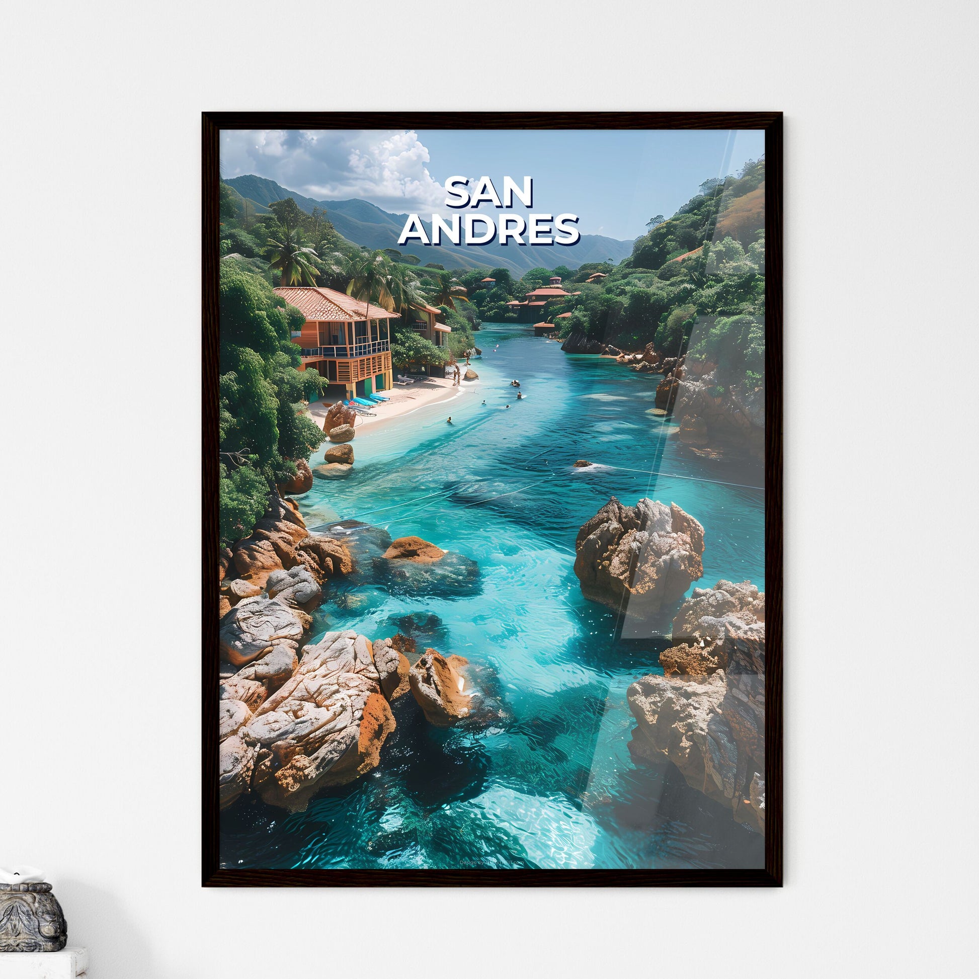 Picturesque River Scene in San Andres and Pr - Framed Art Print