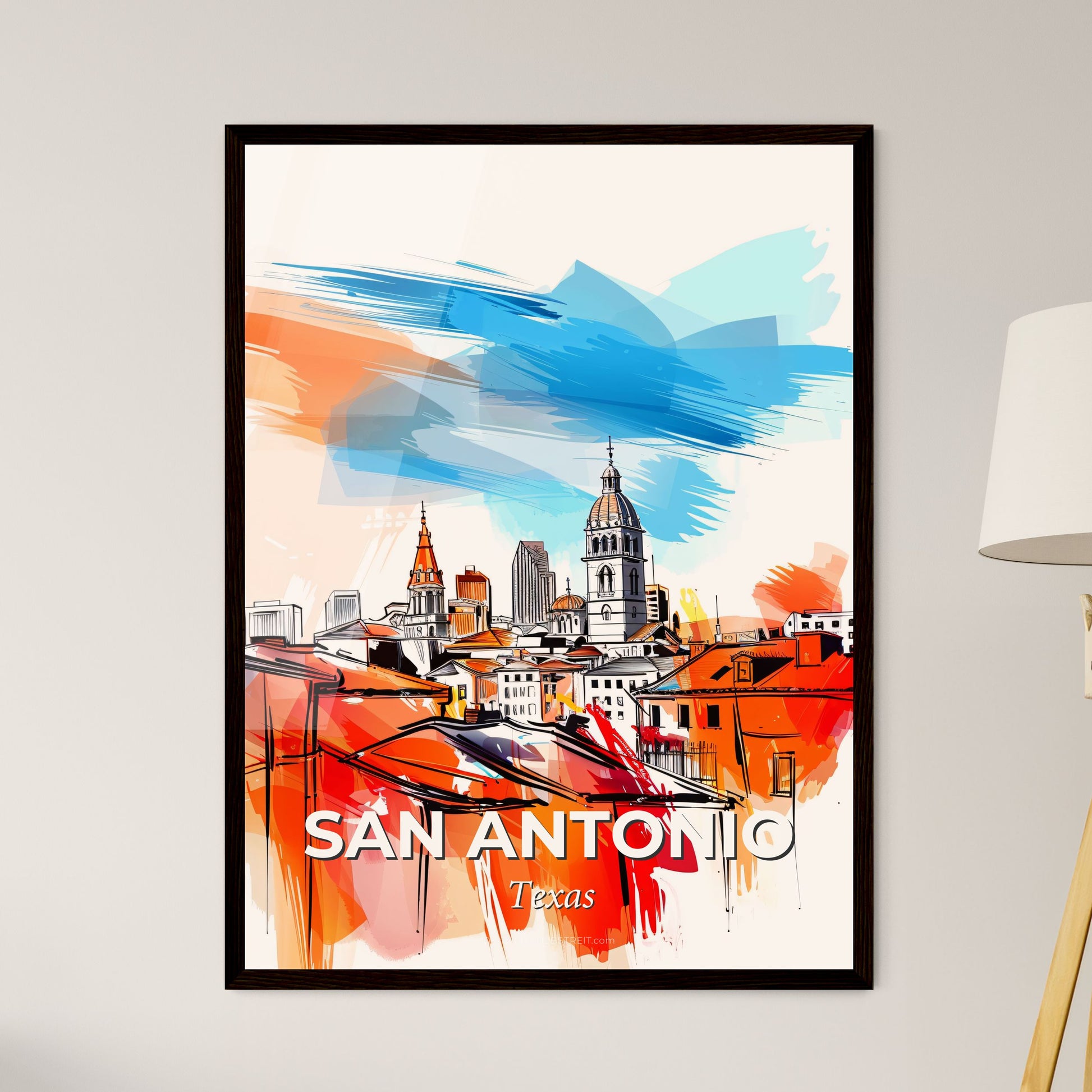 Vibrant San Antonio, Texas - A Colorful Cityscape With A Blue Sky