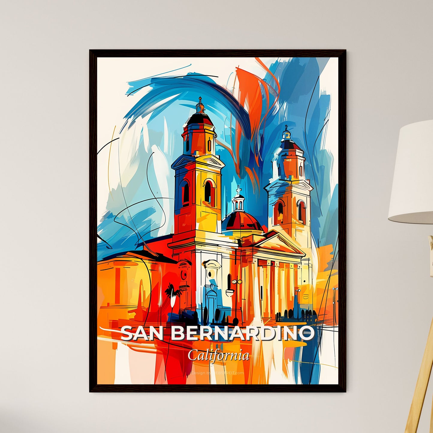 Vibrant San Bernardino, California - A Painting Of A Building