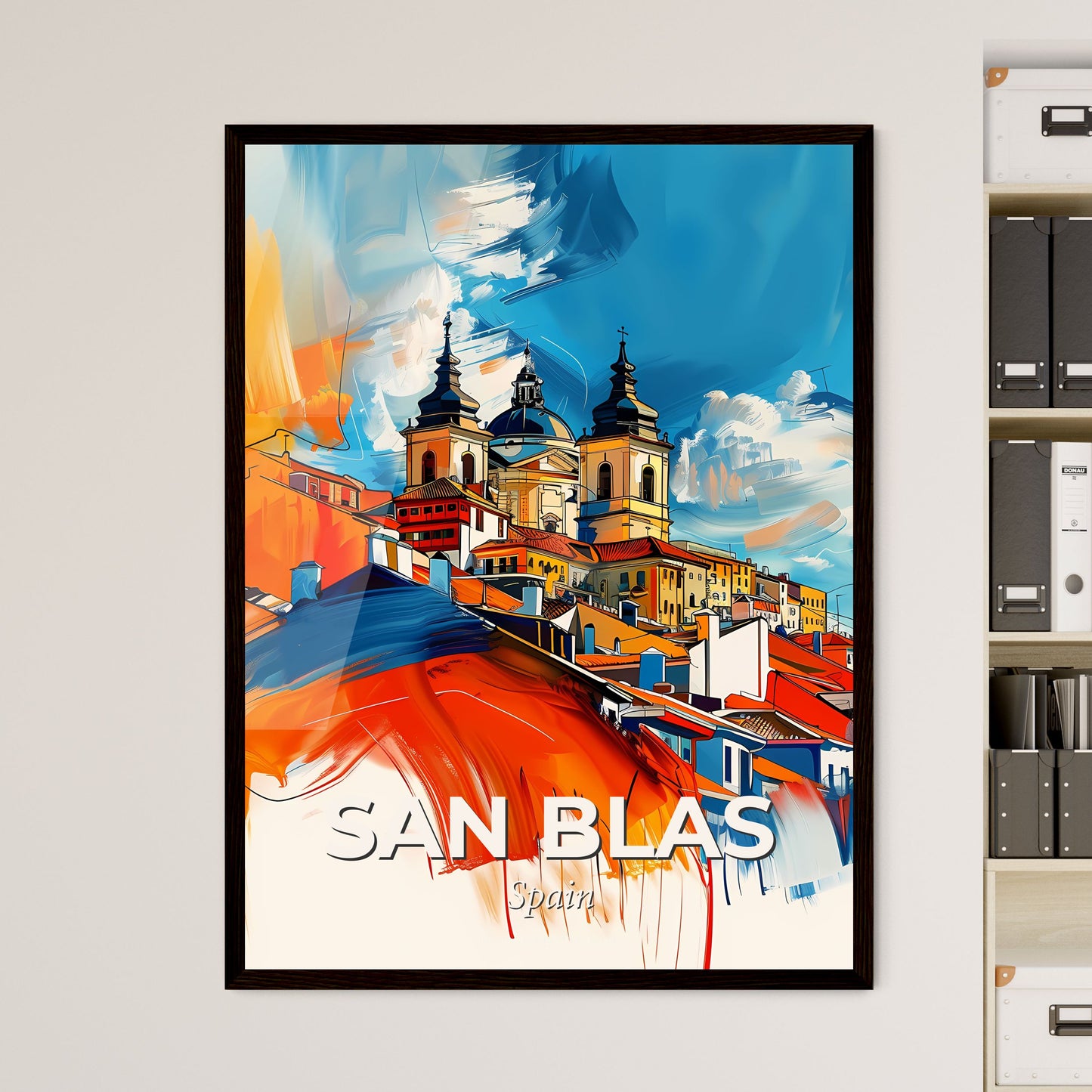 Vibrant San Blas, Spain - A Painting Of A Town