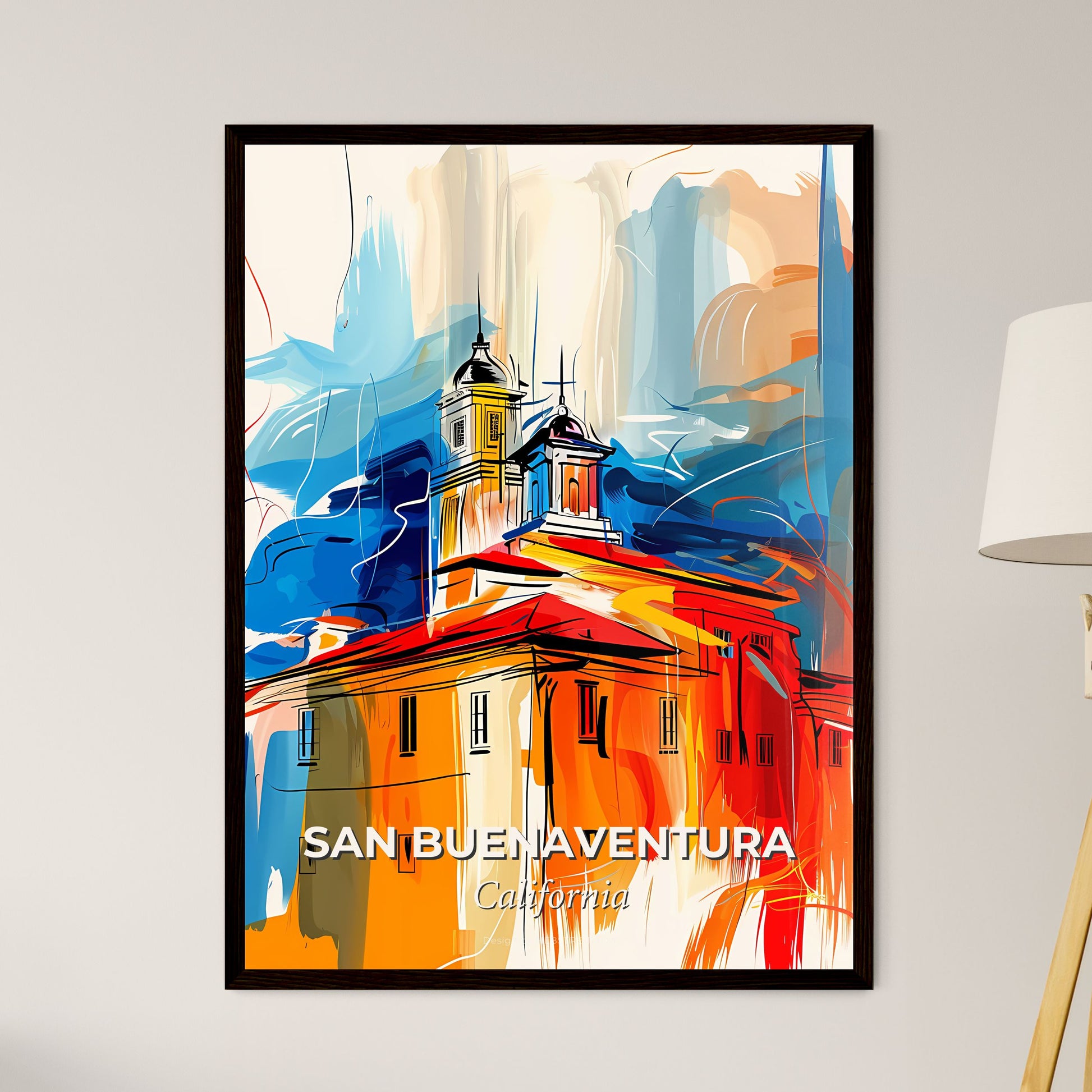 Vibrant San Buenaventura, California - A Painting Of A Building