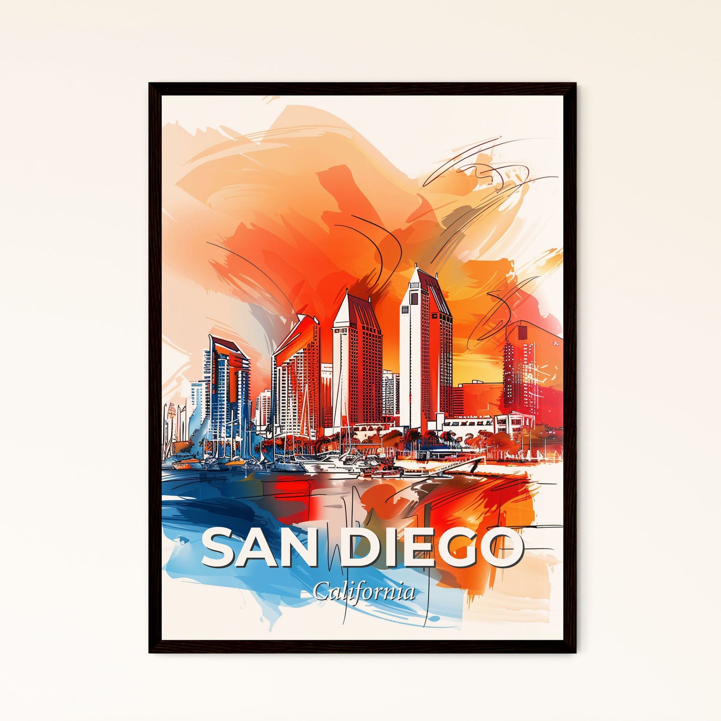 Vibrant San Diego, California - A Painting Of A City