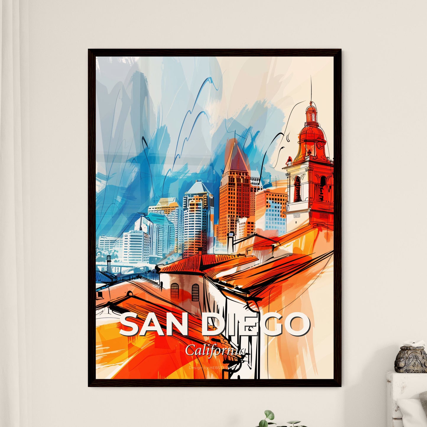 Vibrant San Diego, California - A Painting Of A City