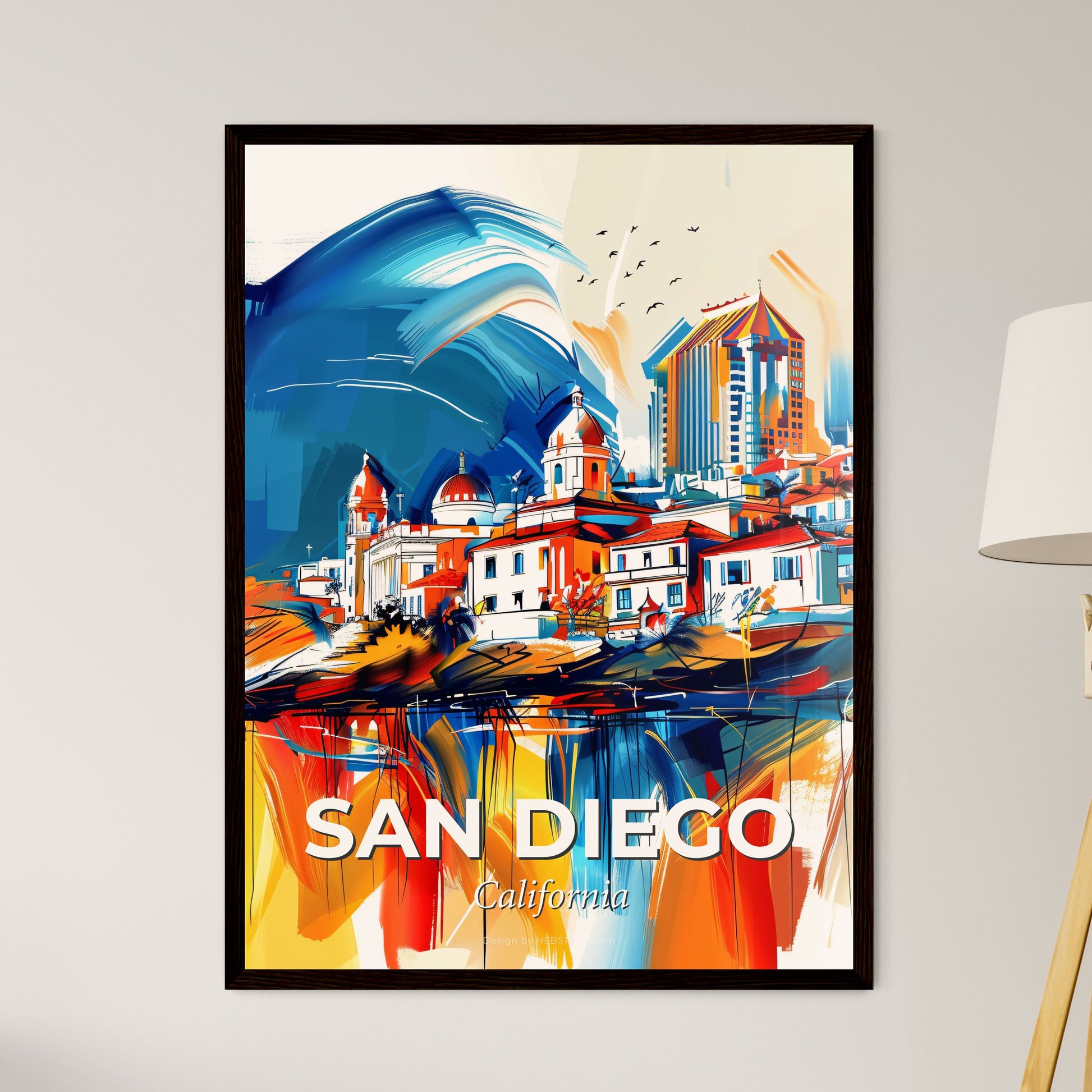 Vibrant San Diego, California - A Painting Of A City