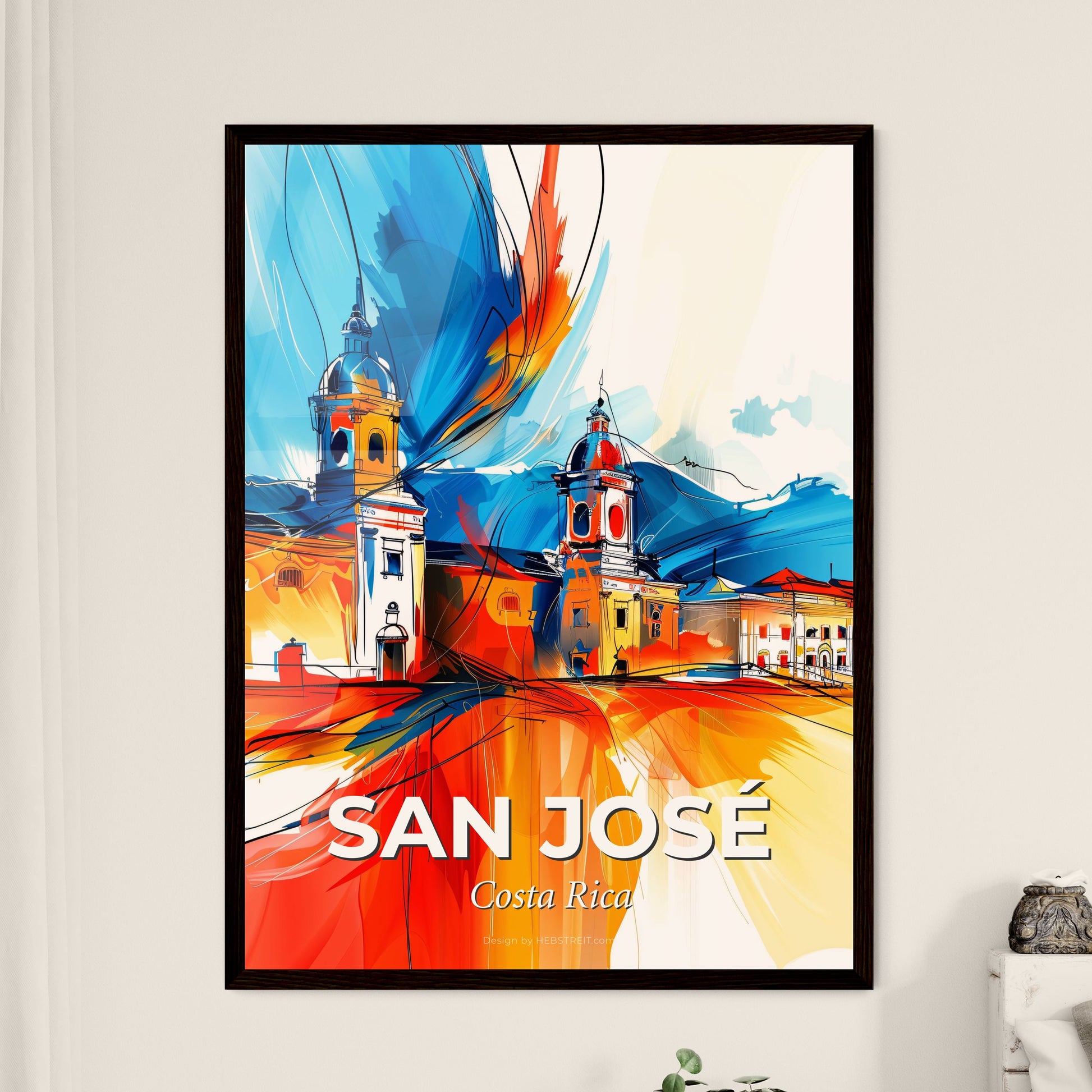 Vibrant San José, Costa Rica - A Painting Of A Building With Towers