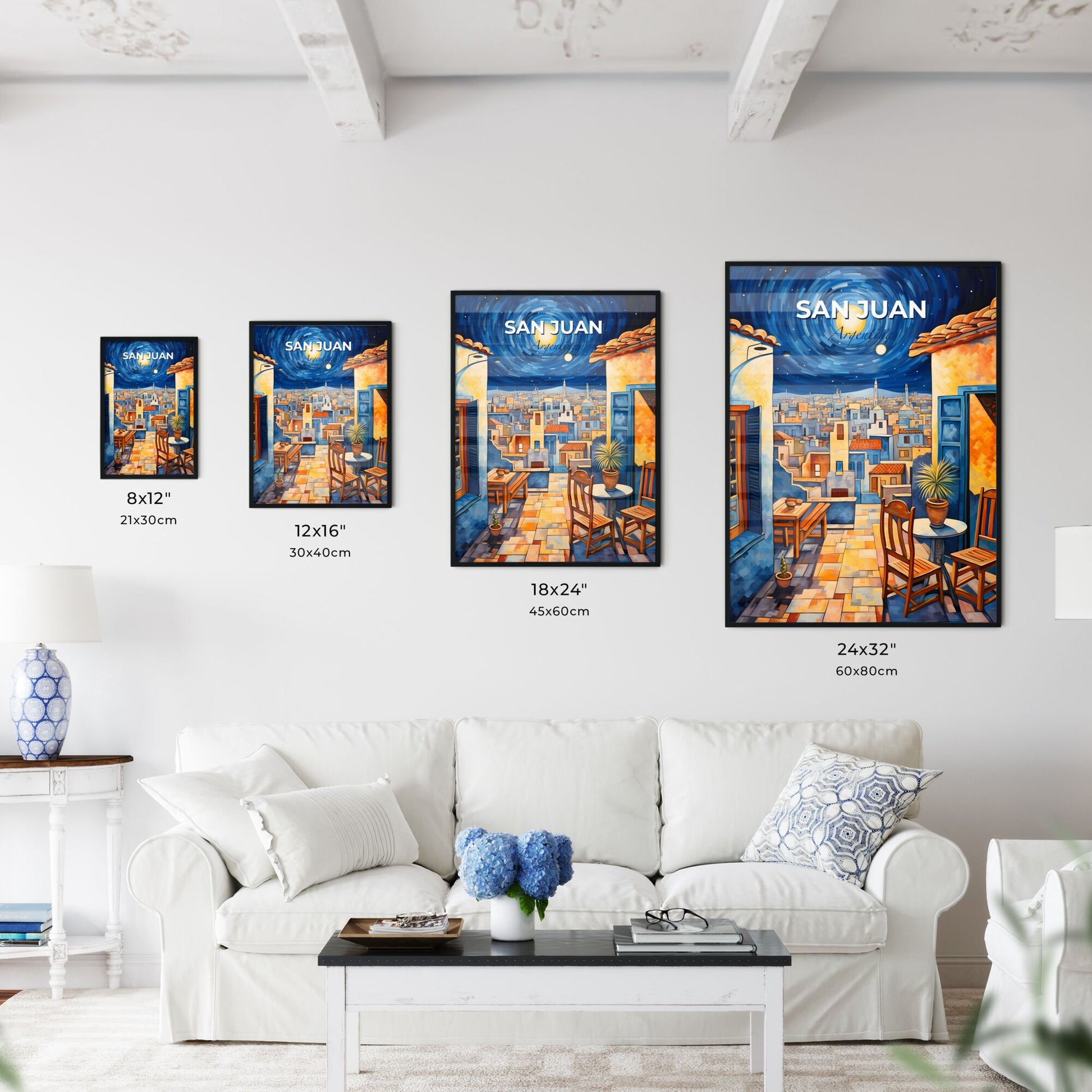 Painting of City Night Skyline Modern Art San Juan Argentina Digital Artwork Default Title