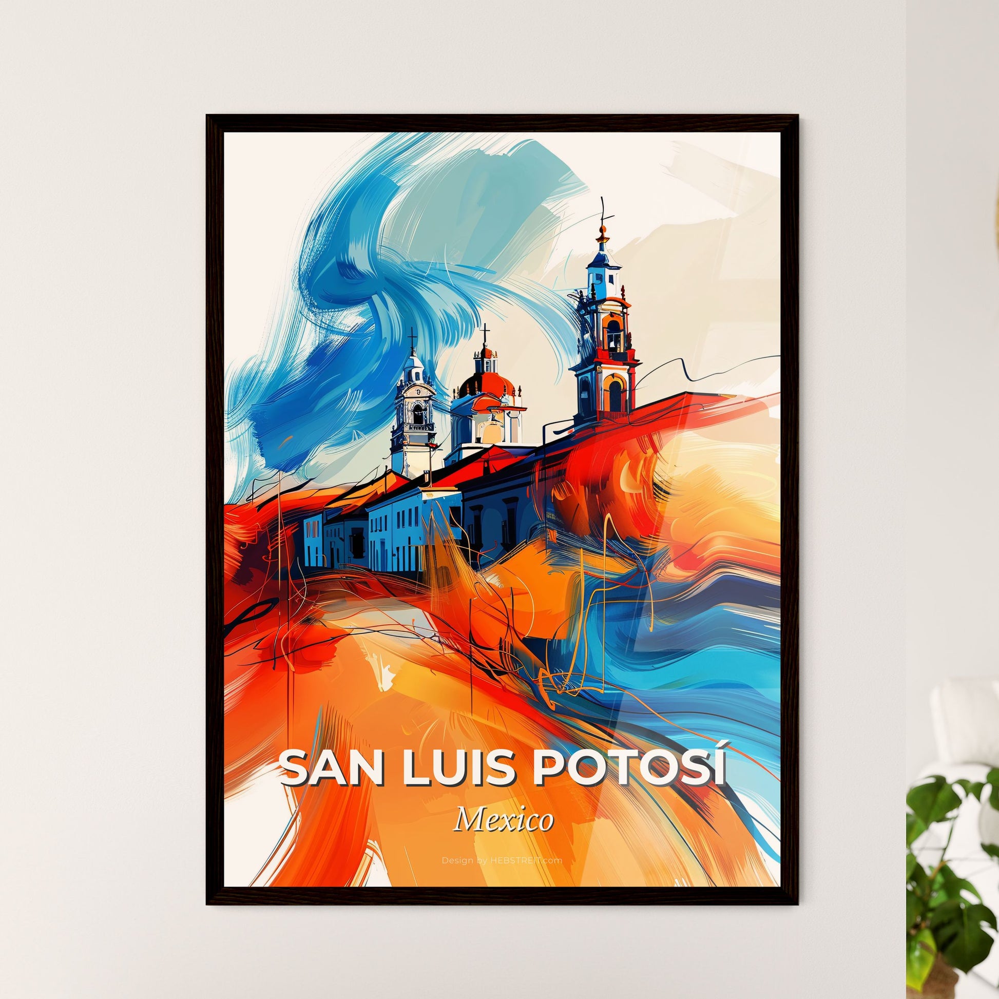 Vibrant San Luis Potosí, Mexico - A Painting Of A Building With Towers And A Colorful Background