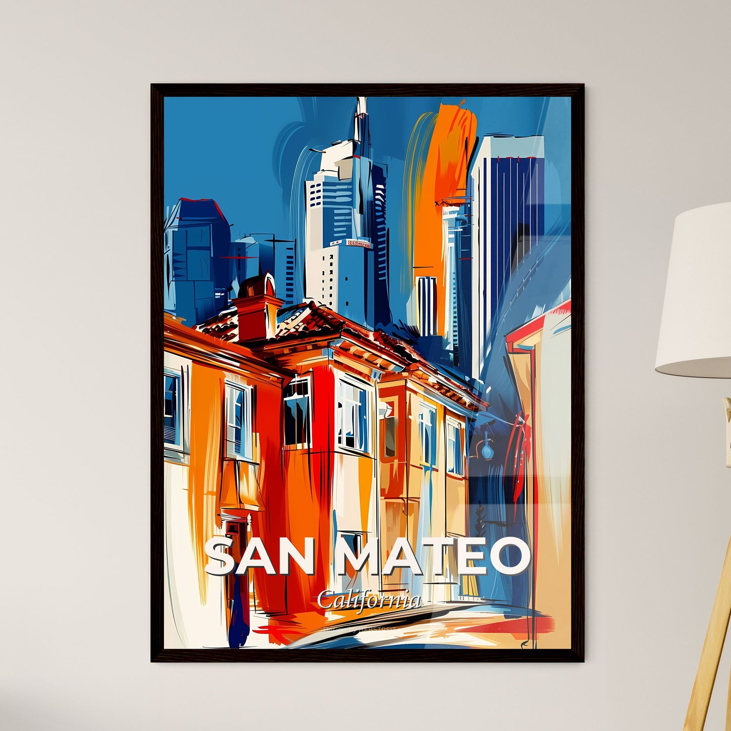 Vibrant San Mateo, California - A Colorful Cityscape With Buildings And A Blue Sky