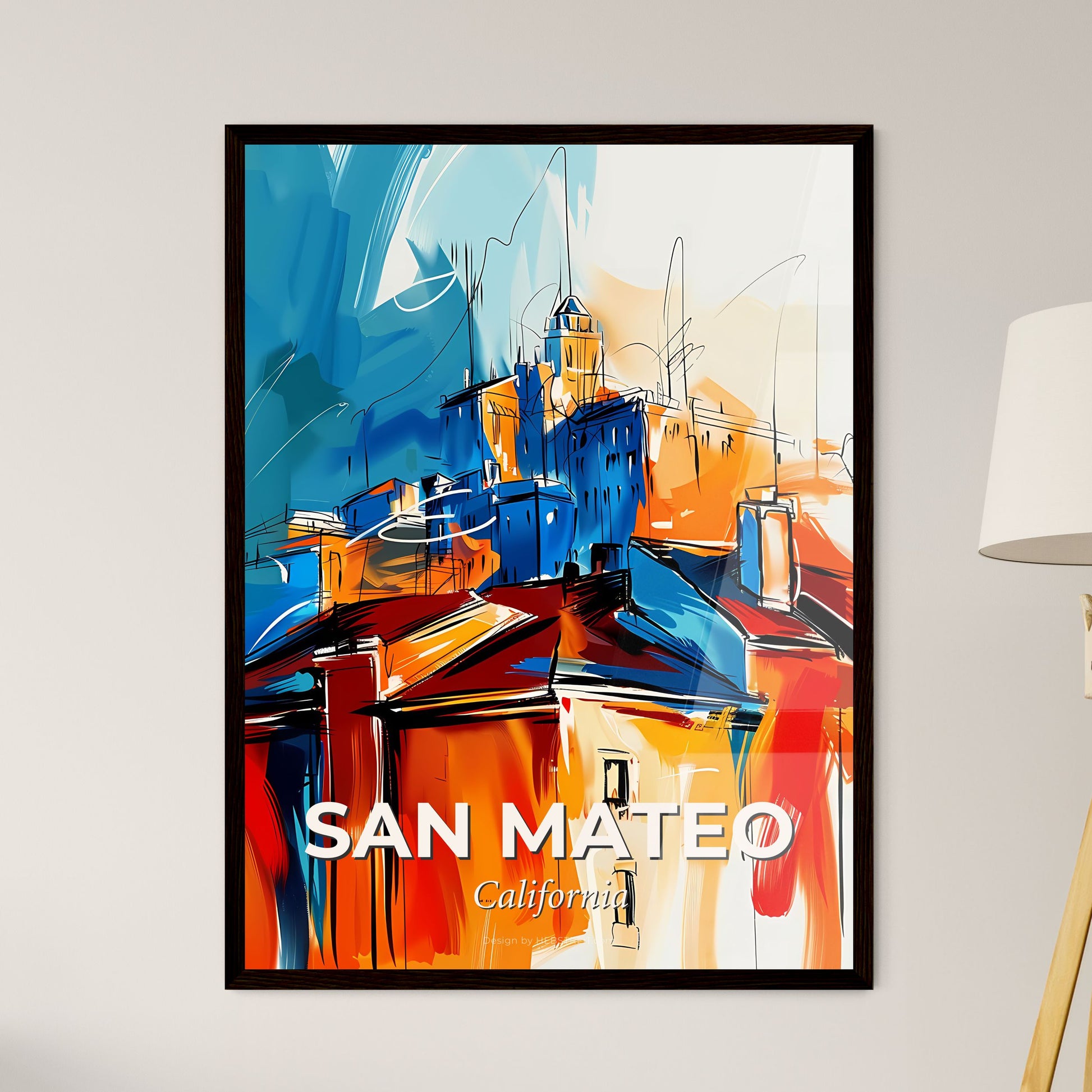 Vibrant San Mateo, California - A Painting Of A Building