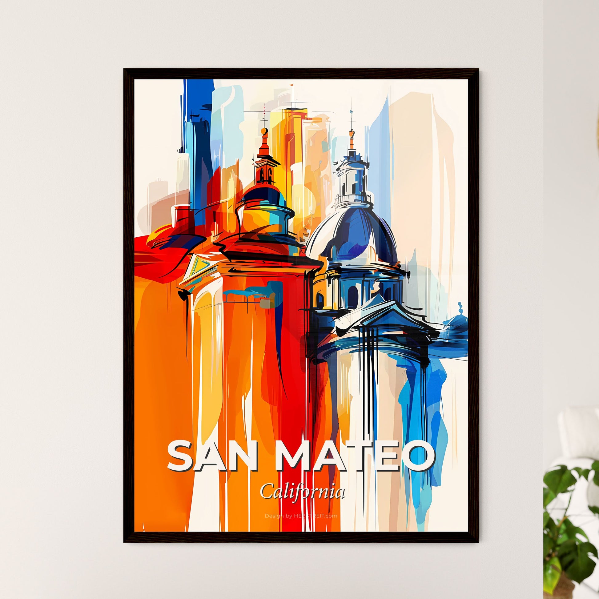 Vibrant San Mateo, California - A Painting Of A Building