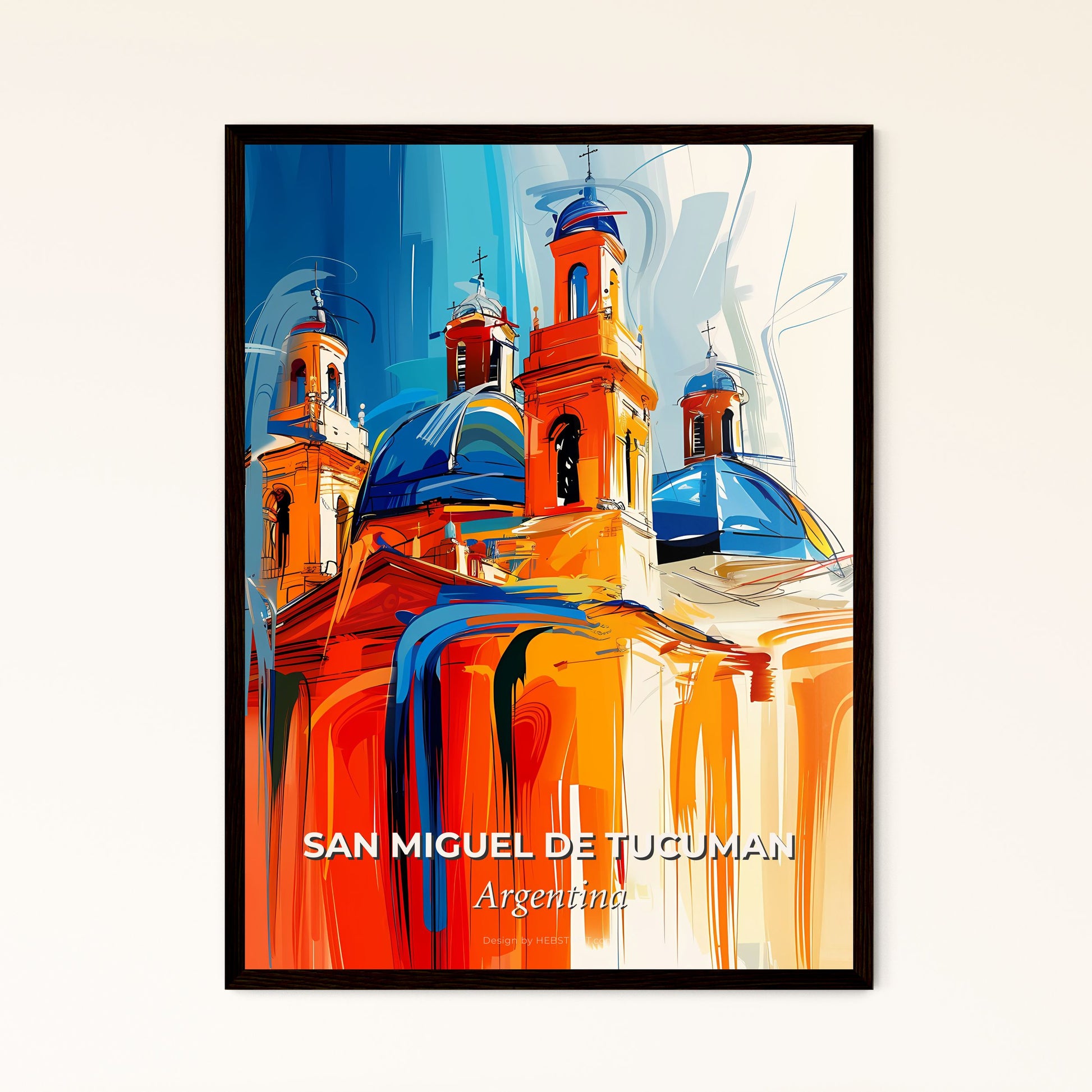 Vibrant San Miguel De Tucuman, Argentina - A Painting Of A Building With Blue Domes