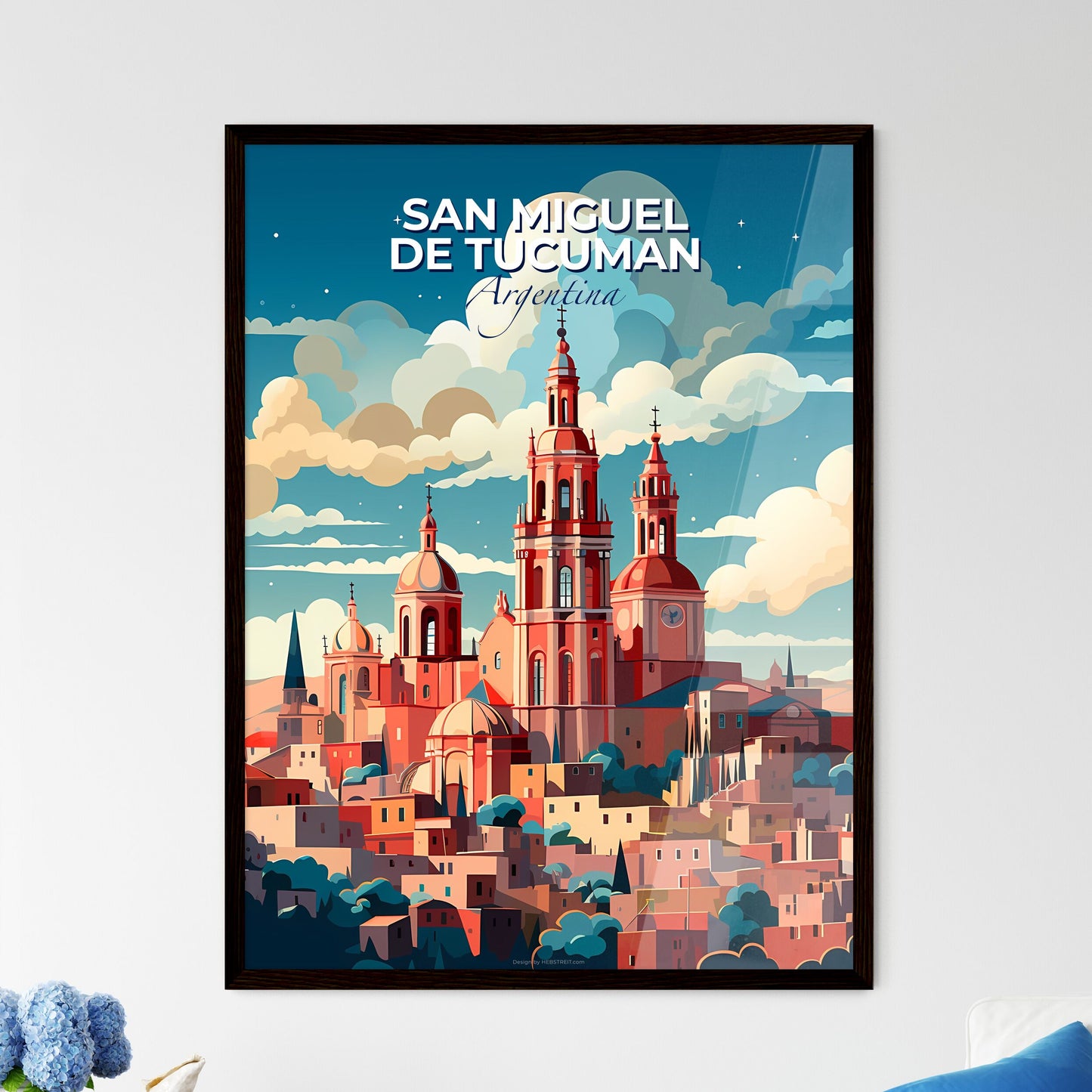 Vibrant Cityscape Artwork: Colorful Towers and City Skyline of San Miguel de Tucuman Argentina Default Title