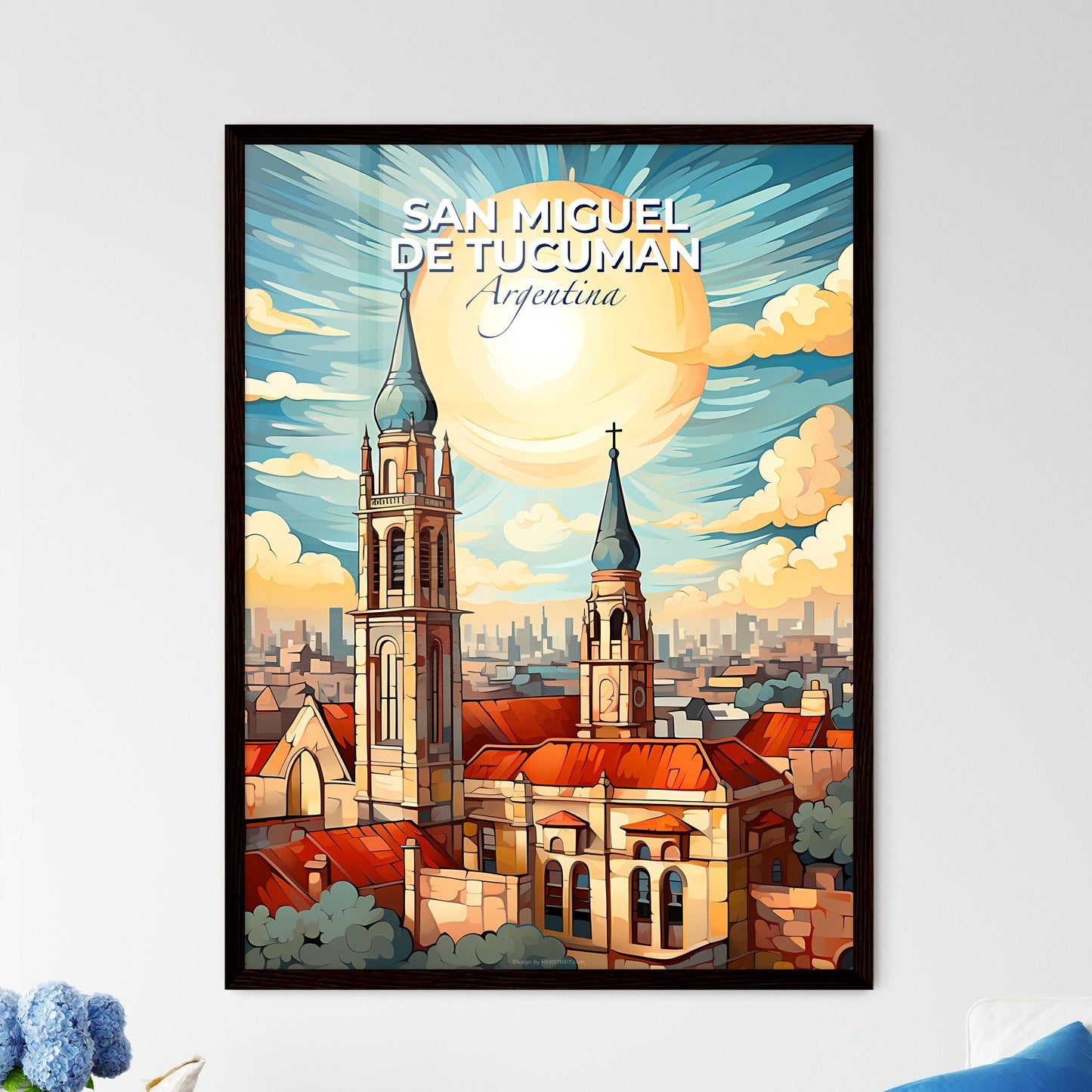 San Miguel de Tucuman Argentina Skyline Art Painting Church Vibrant Sun Default Title