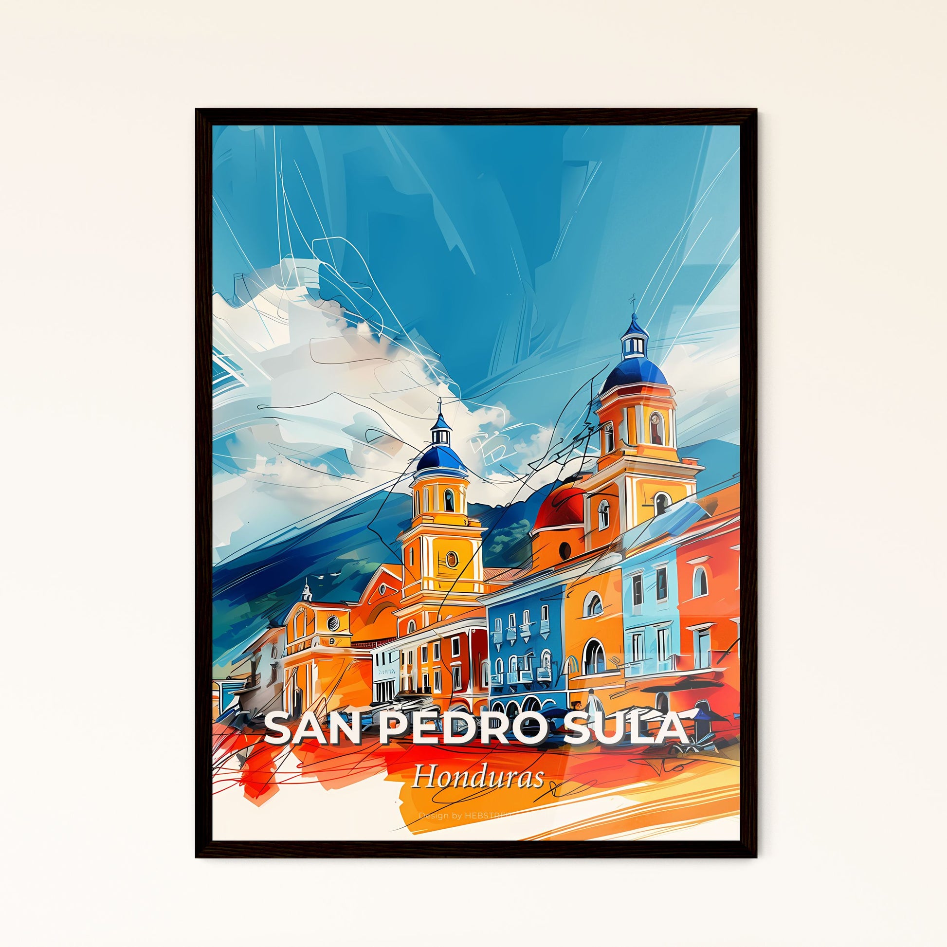 Vibrant San Pedro Sula, Honduras - A Colorful Buildings With Blue Sky And Clouds