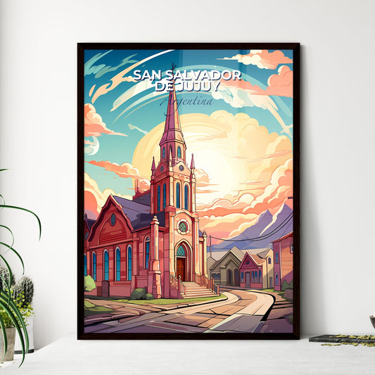 Vibrant Painting of San Salvador De Jujuy Argentina Skyline with Church, Steeple, and Street Default Title