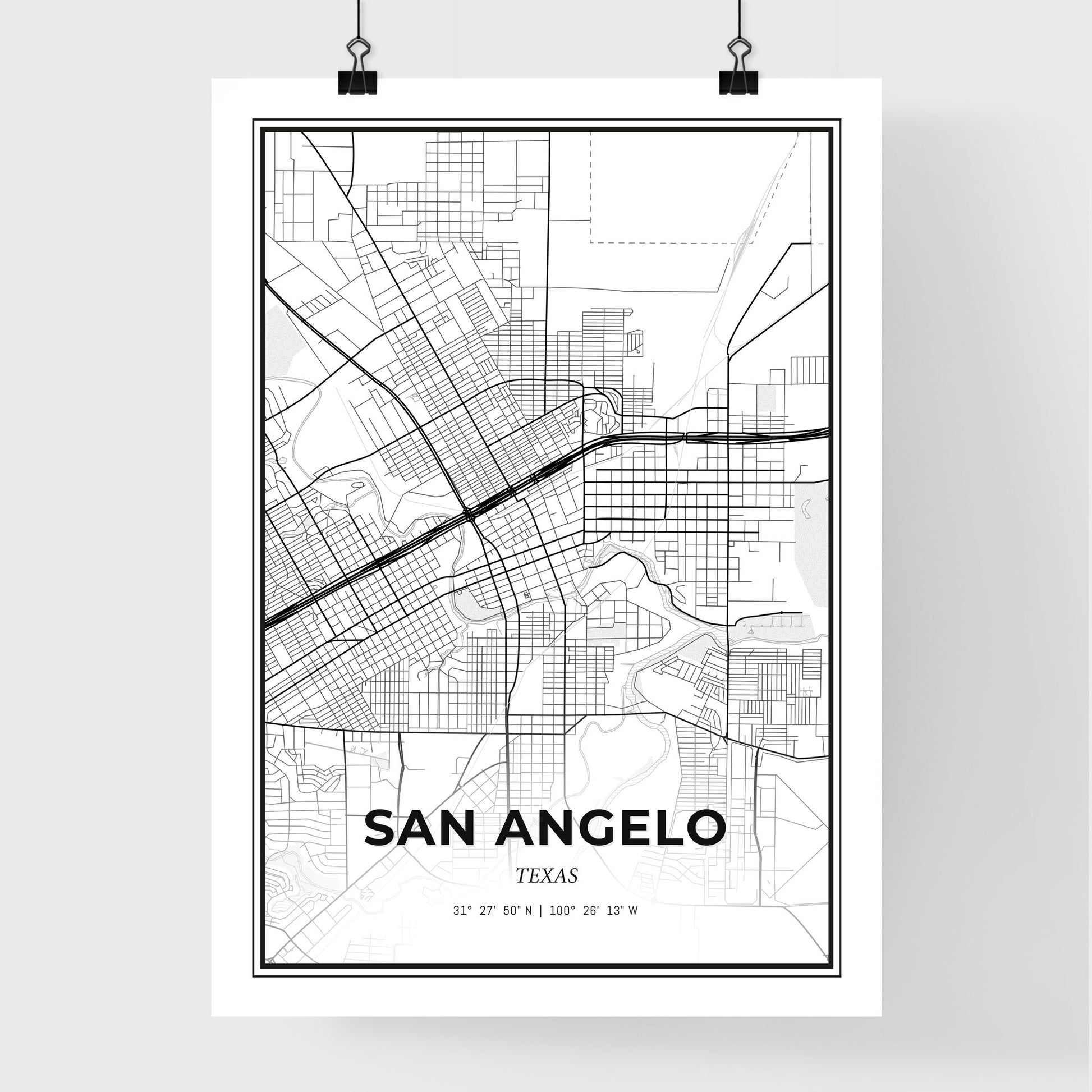 San Angelo Texas - Premium City Map Poster