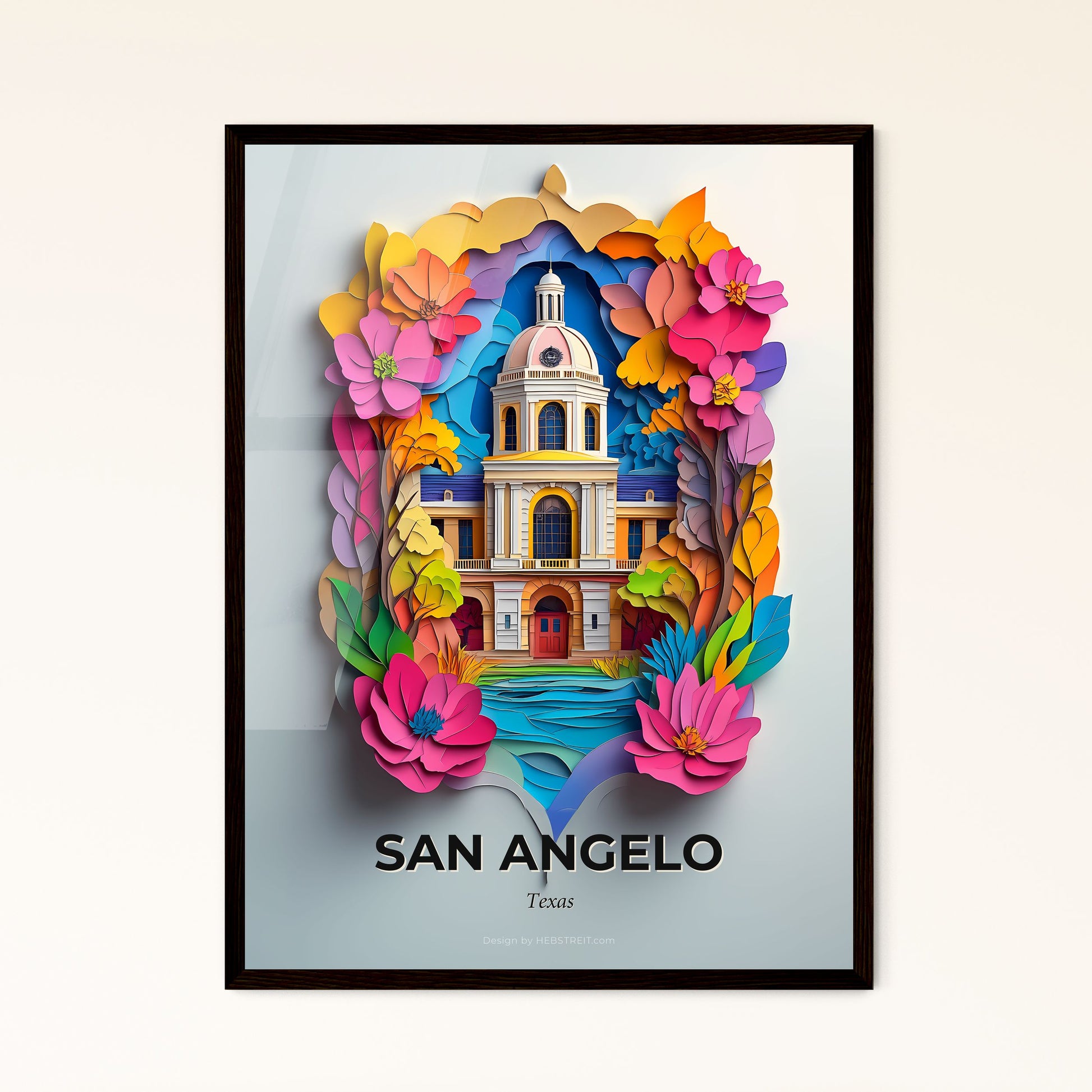 Vivid San Angelo, Texas - a paper cut of a church surrounded by flowers