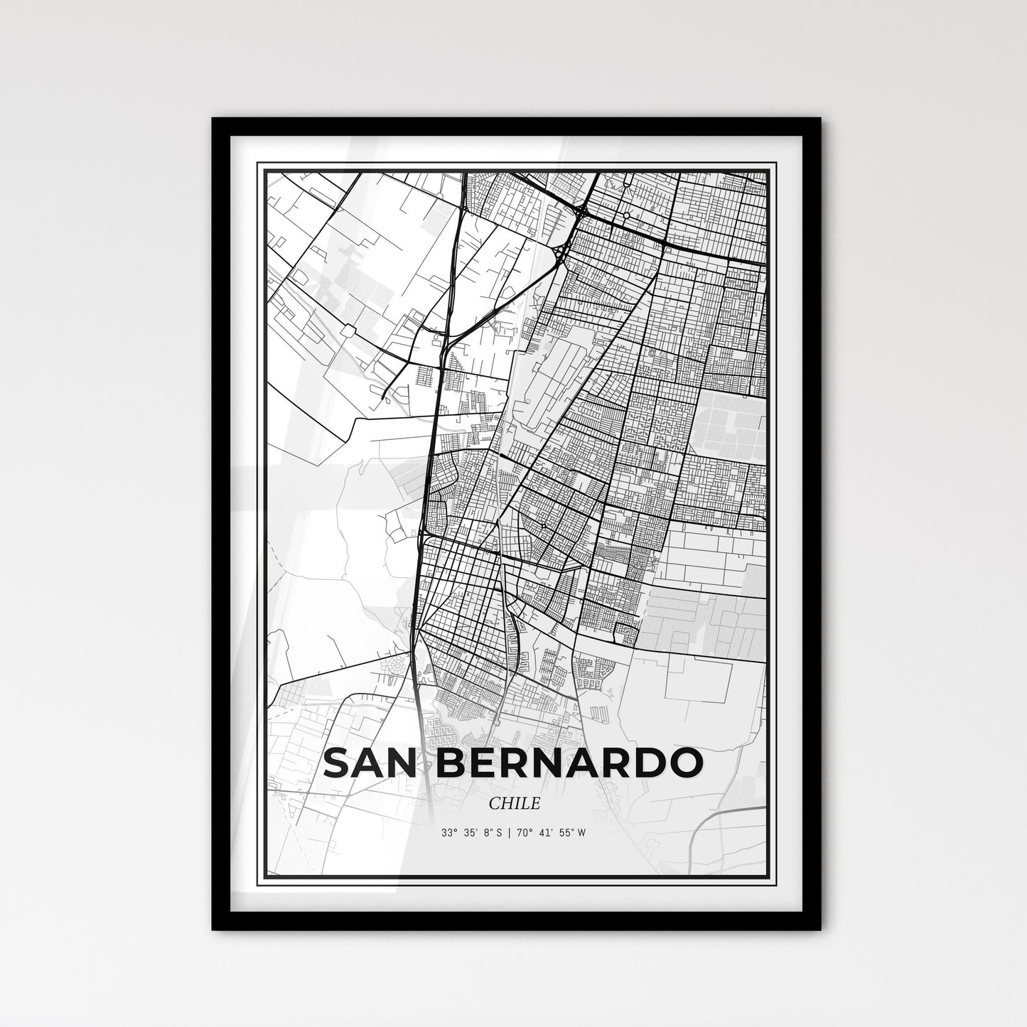 San Bernardo Chile - Scandinavian Style City Map for Modern Home Decor