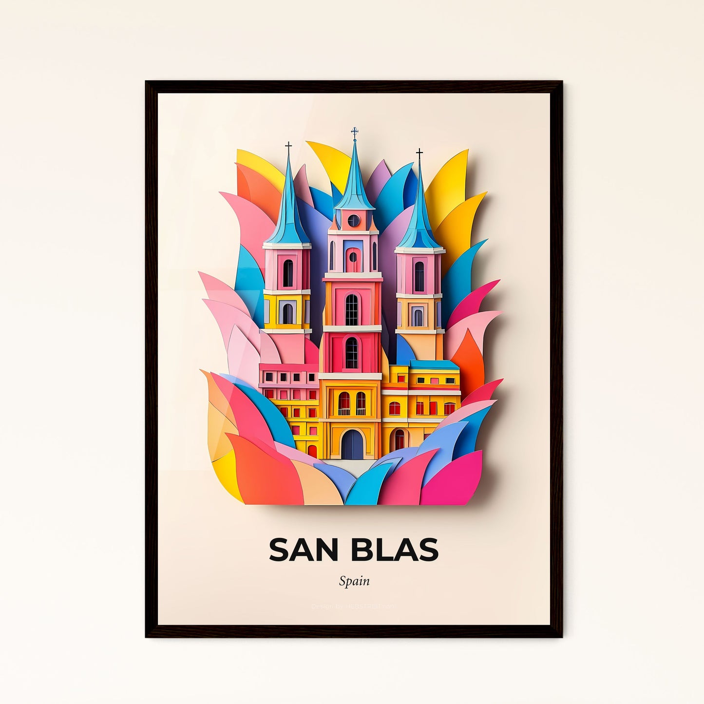 Vivid San Blas, Spain - a colorful castle with a cross on top of it