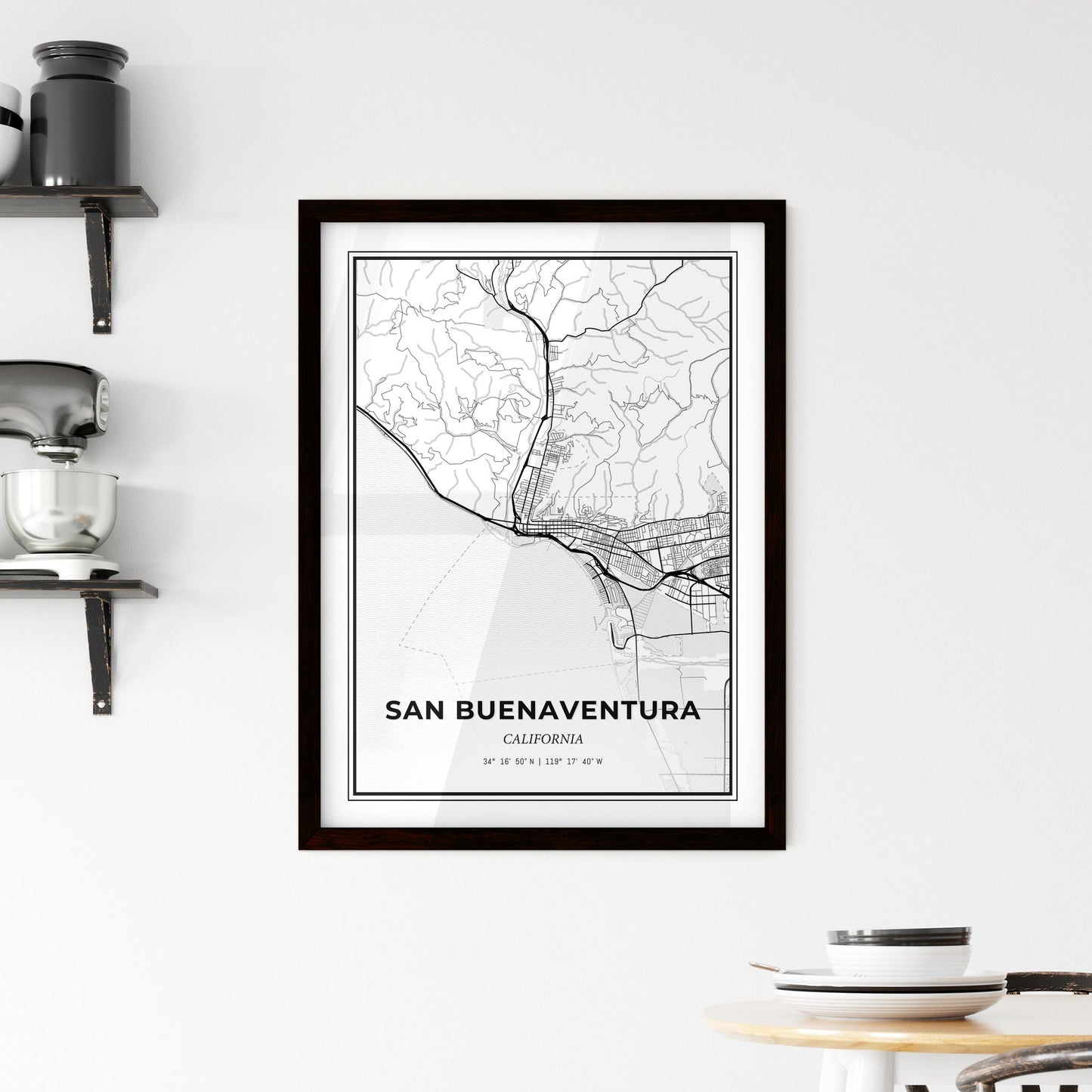 San Buenaventura California - Minimal City Map