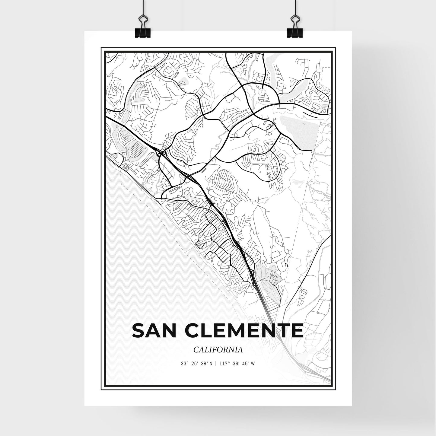 San Clemente California - Premium City Map Poster