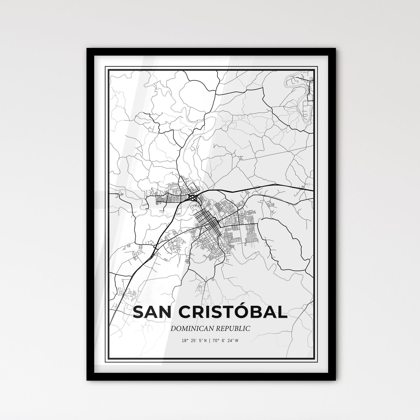 San Cristóbal Dominican Republic - Scandinavian Style City Map for Modern Home Decor