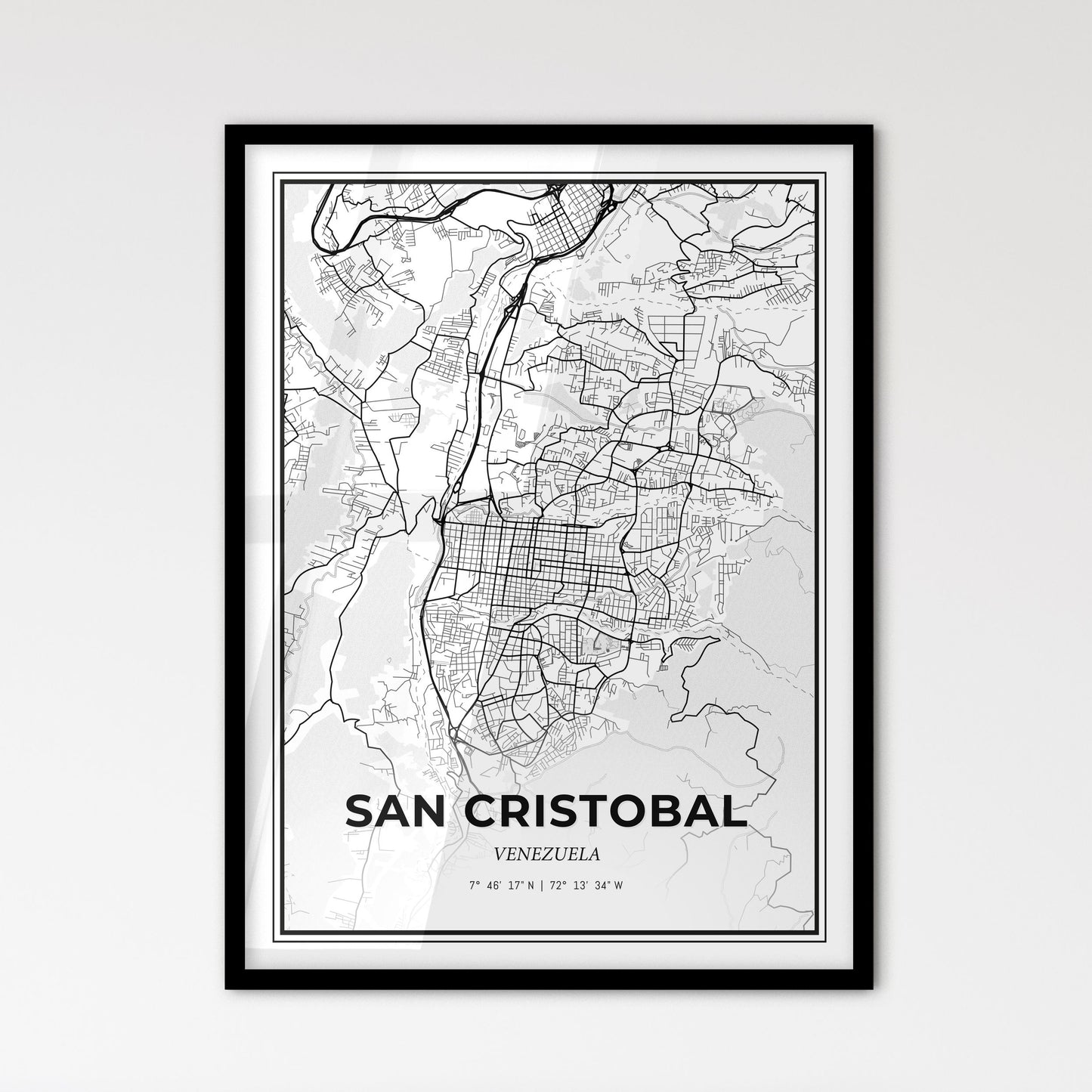 San Cristobal Venezuela - Scandinavian Style City Map for Modern Home Decor