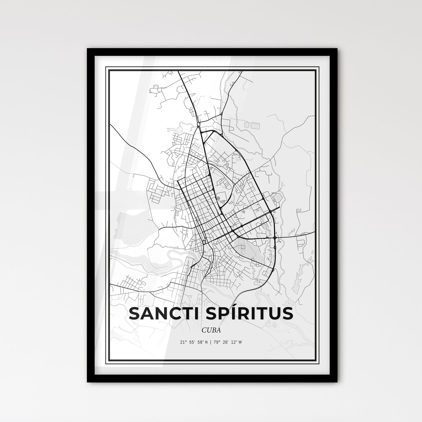 Sancti Spíritus Cuba - Scandinavian Style City Map for Modern Home Decor