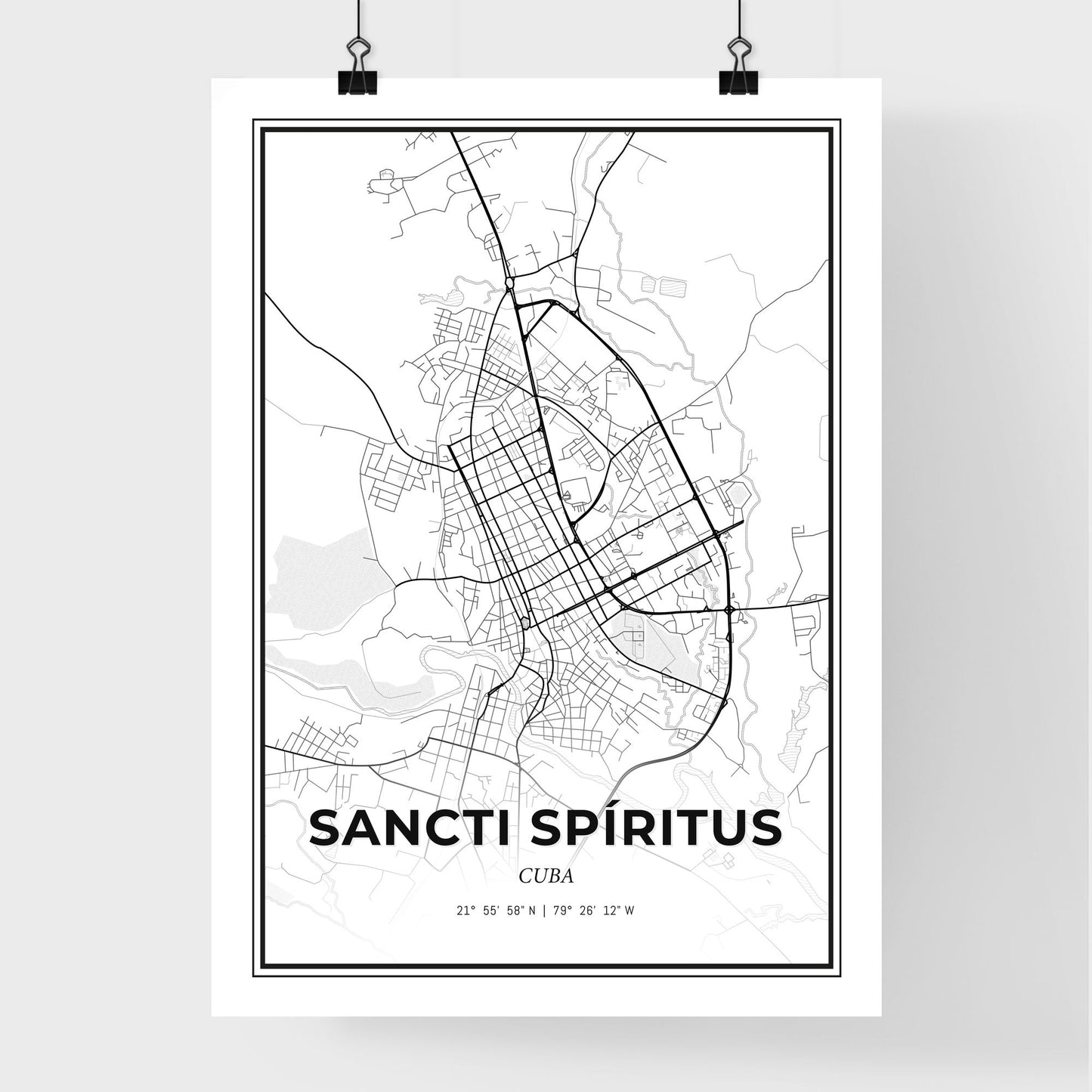 Sancti Spíritus Cuba - Premium City Map Poster